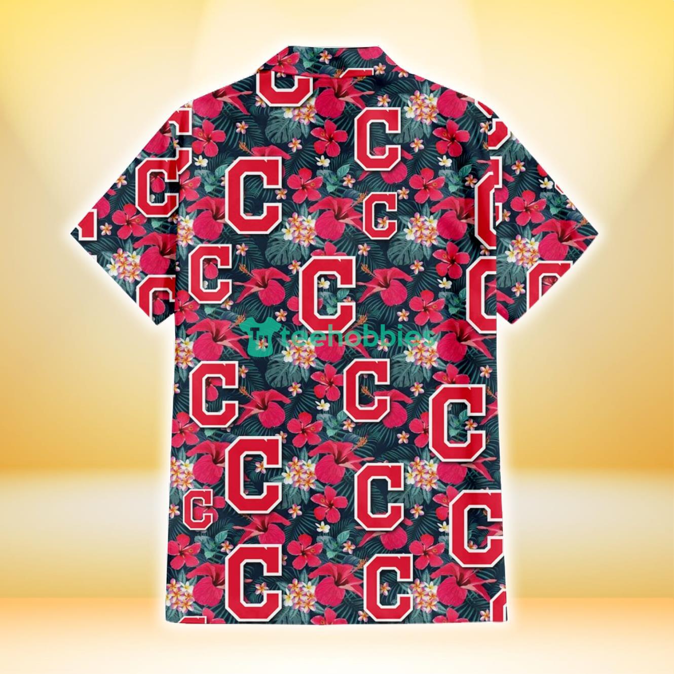 Cleveland Indians Tiny Red Hibiscus White Porcelain Flower Black Background 3D Hawaiian Shirt Gift For Fans Product Photo 3 Cleveland Indians Tiny Red Hibiscus White Porcelain Flower Black Background 3D Hawaiian Shirt Gift For Fans Product Photo 3