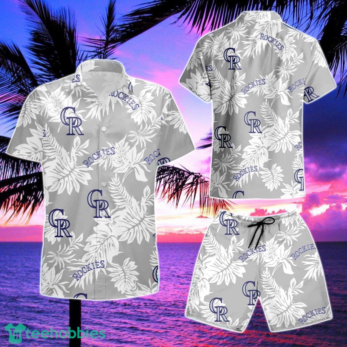 Colorado Rockies Tropical Flower Short Sleeve Summer Hawaiian Shirt And Short Product Photo 2