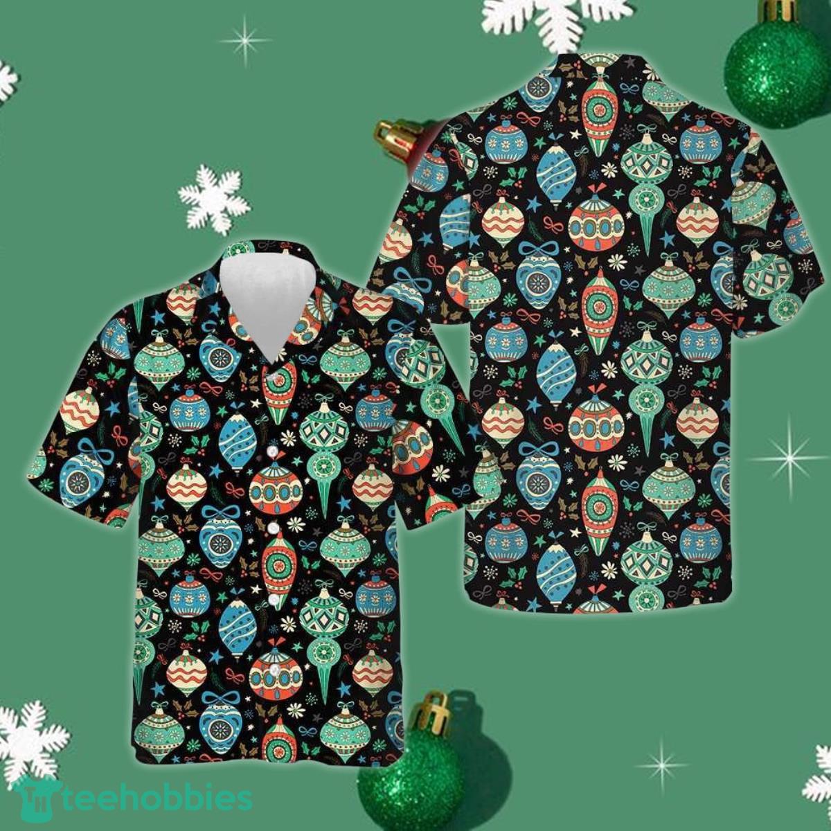 Colorful Christmas Balls Hawaiian Shirt Short Sleeve Button Up Gifts For Christmas Product Photo 1