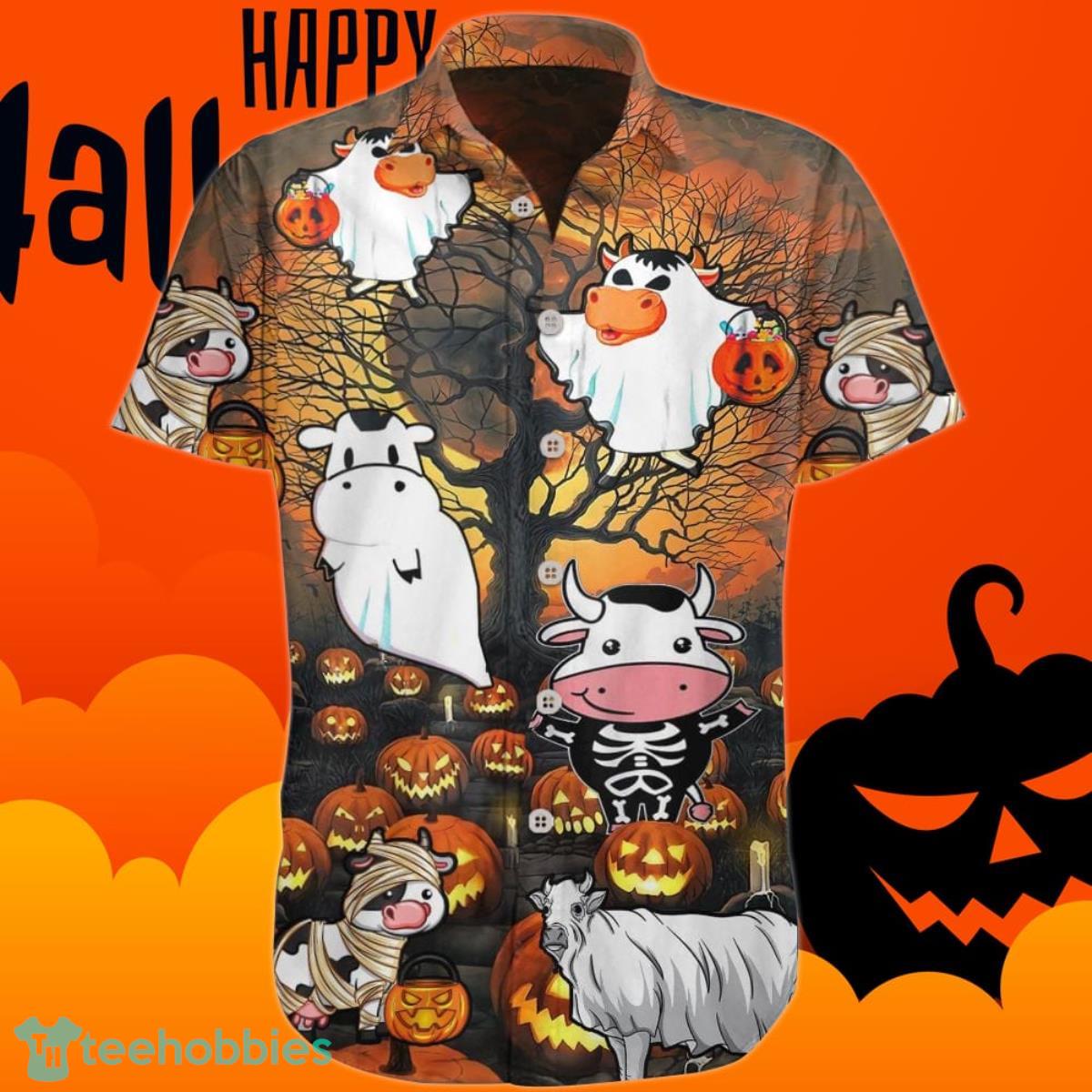 Cow Halloween Hawaiian Shirt Cute Costume Halloween Themed Hawaiian Shirt Product Photo 1