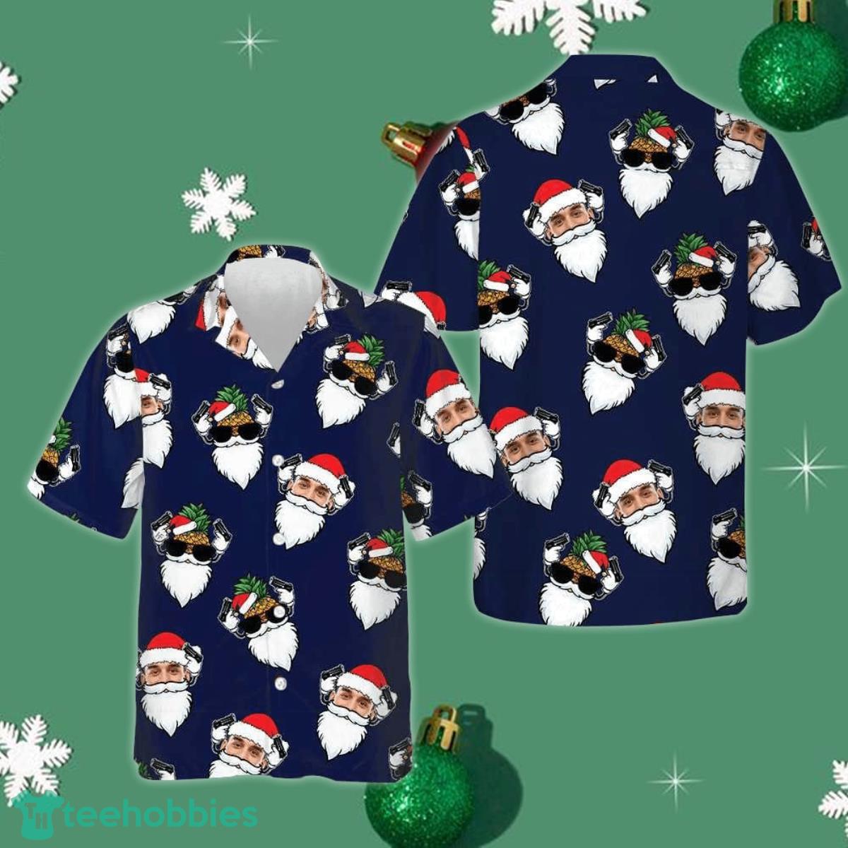 Custom Santa Claus Face Hawaiian Shirt Funny Santa Shirt Gifts For Christmas Product Photo 1