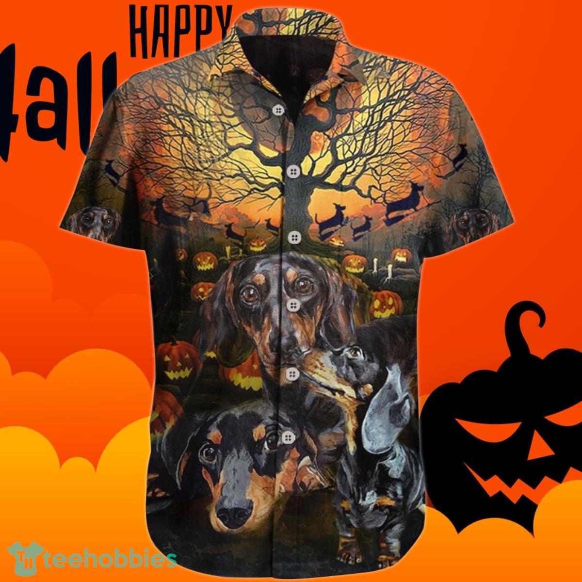 Dachshund Halloween Hawaiian Shirt Dog Lover Halloween Pumpkin Shirt Mens Womens Product Photo 1