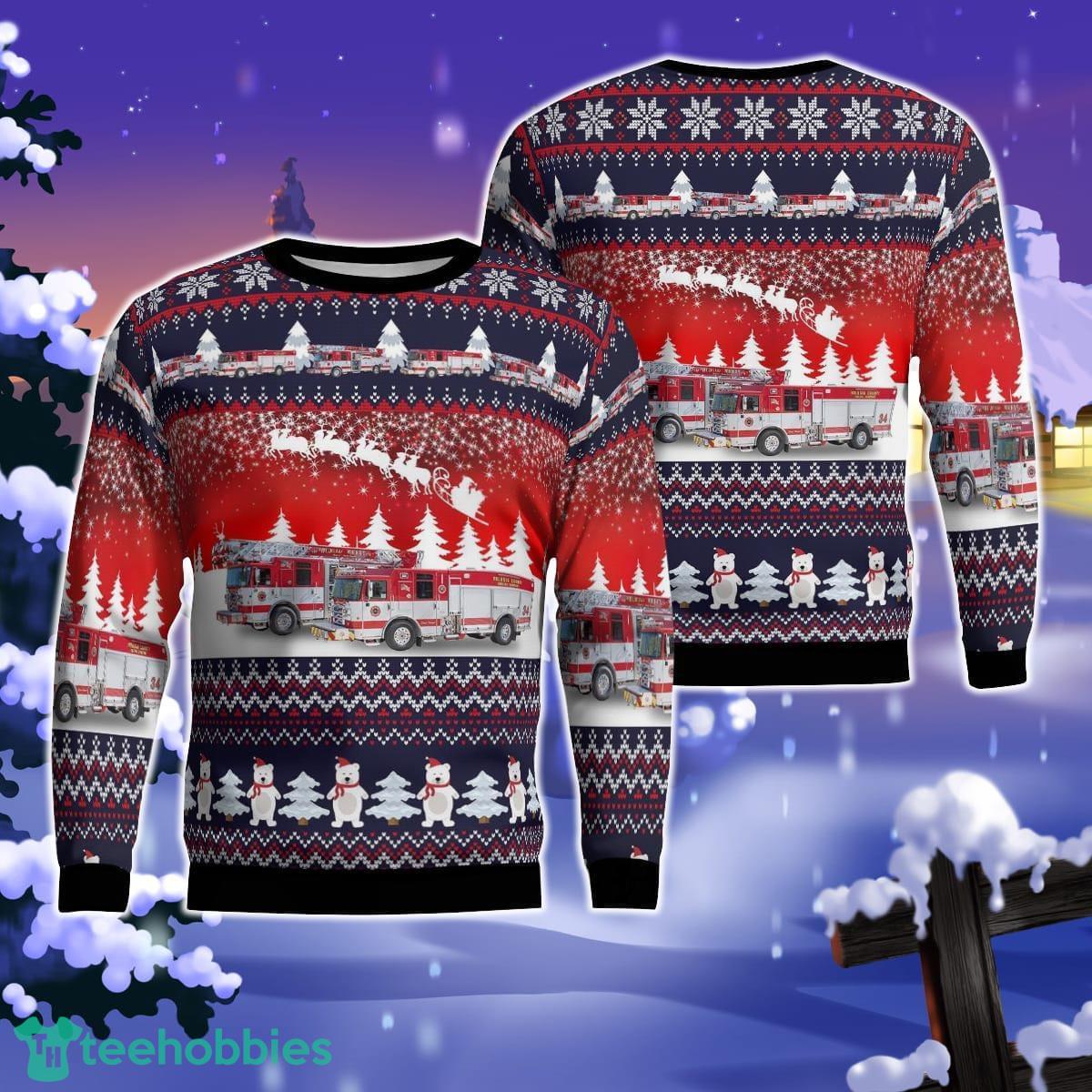 Daytona Beach, Florida, Volusia County Fire Rescue AOP Ugly Sweater Gift For Christmas Product Photo 1