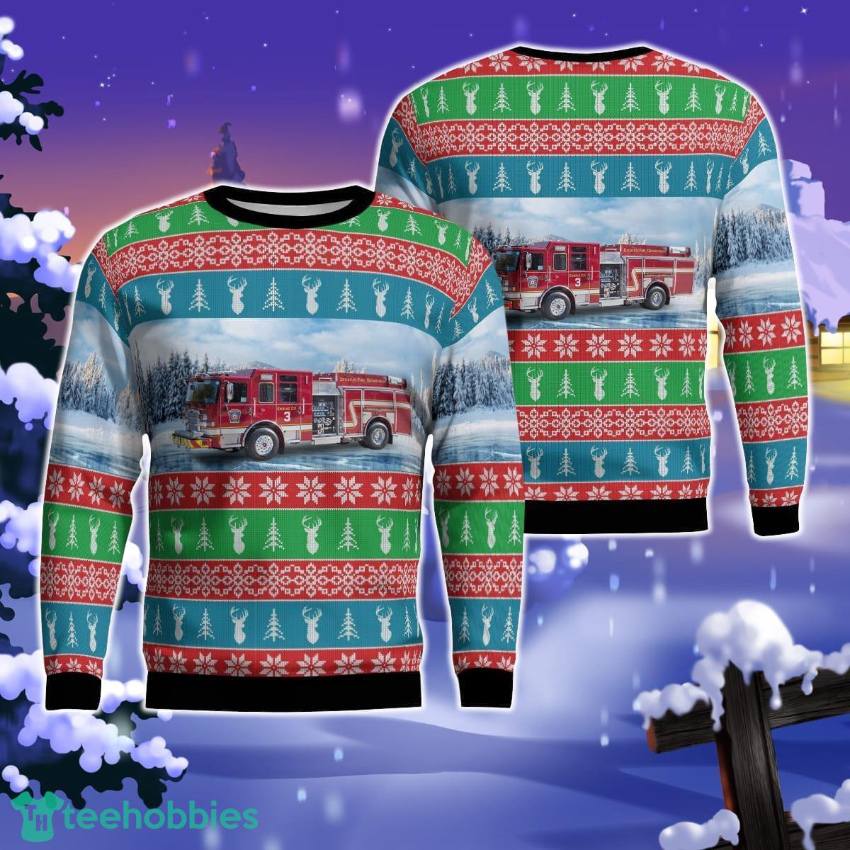 Decatur, Illinois, Decatur Fire Department AOP Ugly Sweater Gift For Christmas Product Photo 1