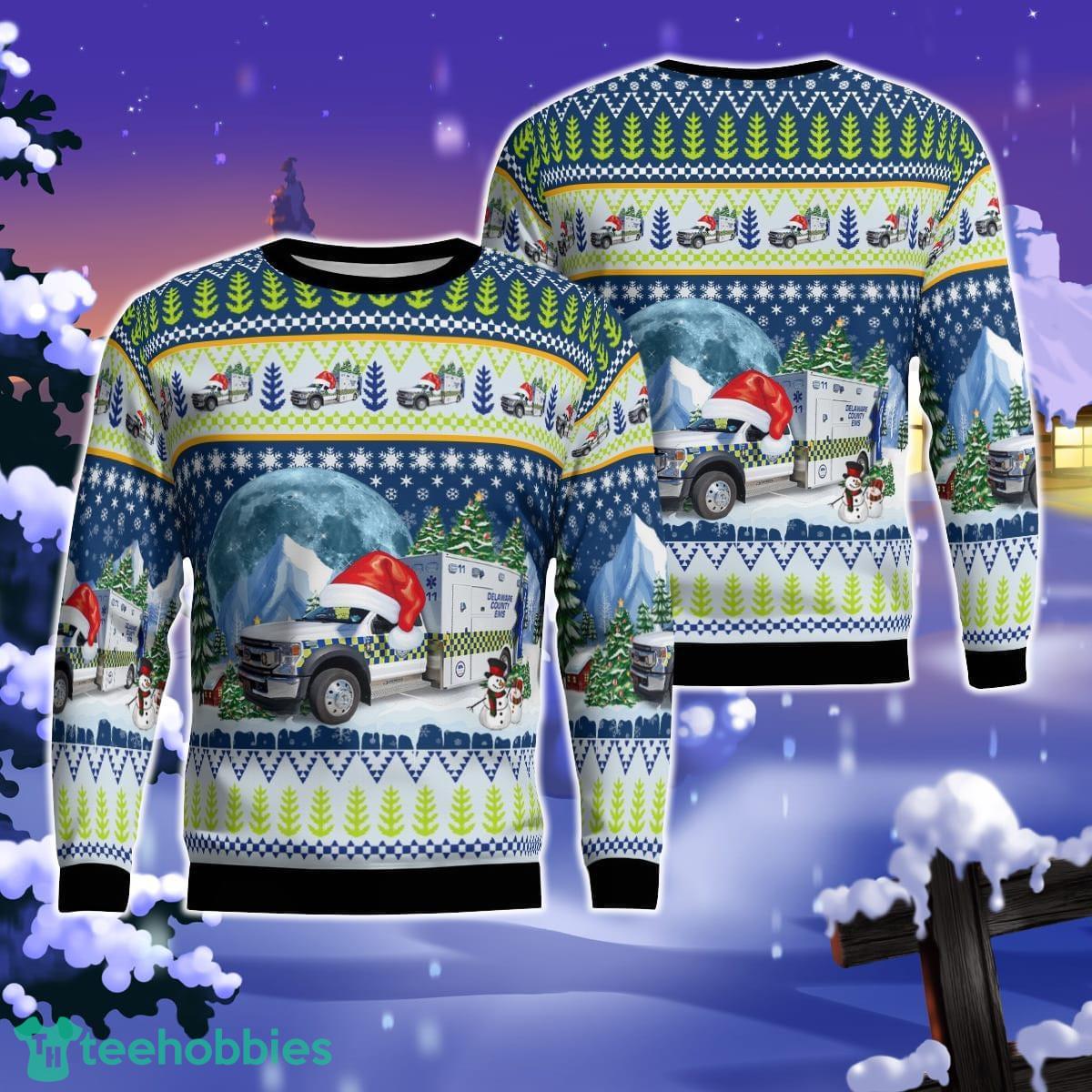 Delaware County, Ohio Emergency Medical Services Medic 11 Christmas AOP Ugly Sweater Gift For Christmas Product Photo 1