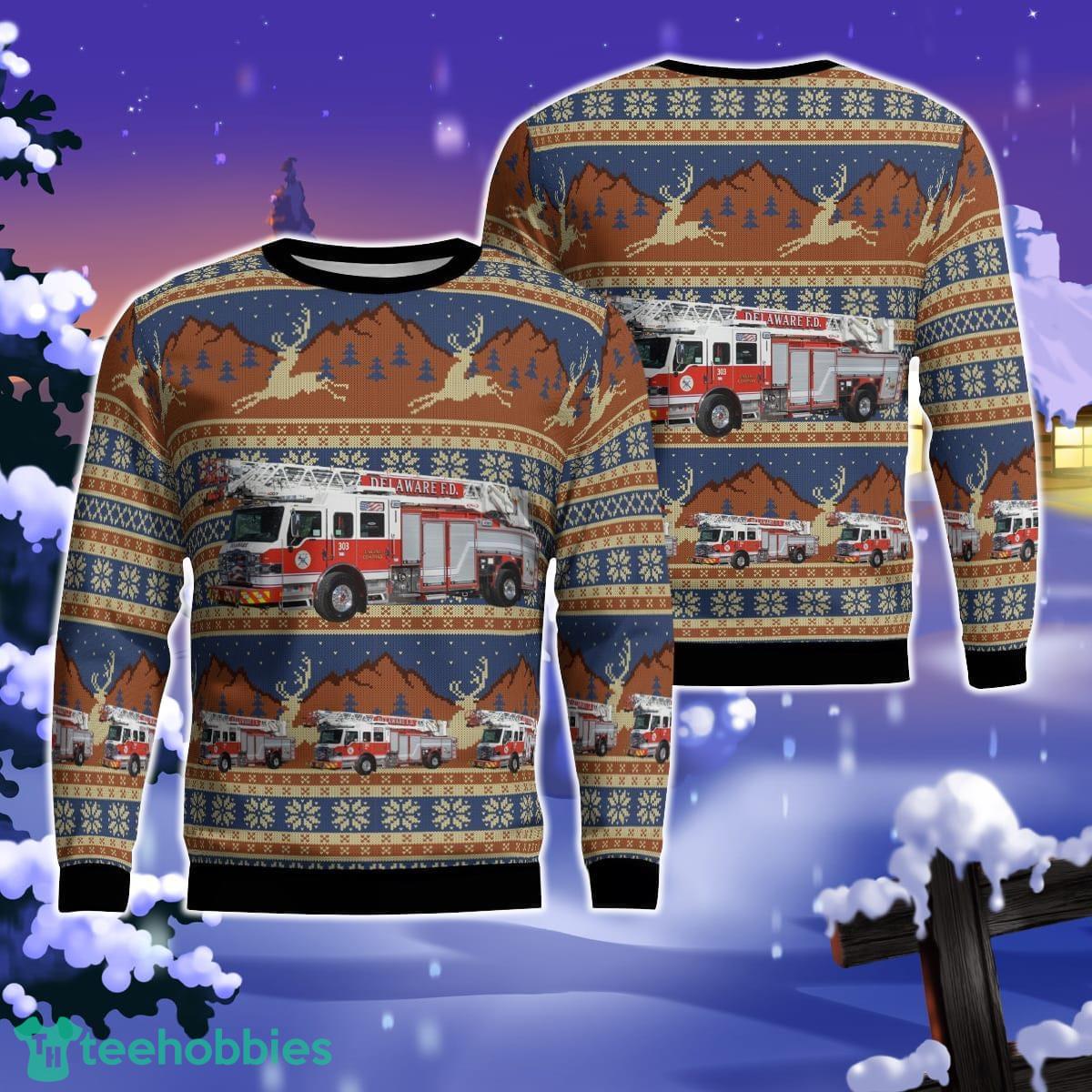 Delaware, Ohio, Delaware Fire Department AOP Ugly Sweater Gift For Christmas Product Photo 1
