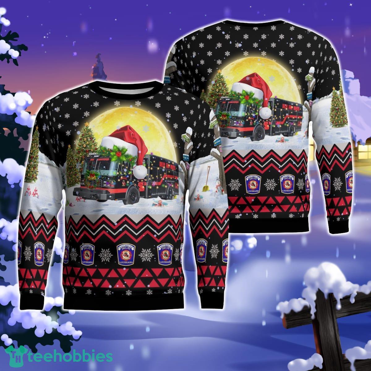 Delhi Fire Department Christmas AOP Ugly Sweater Gift For Christmas Product Photo 1