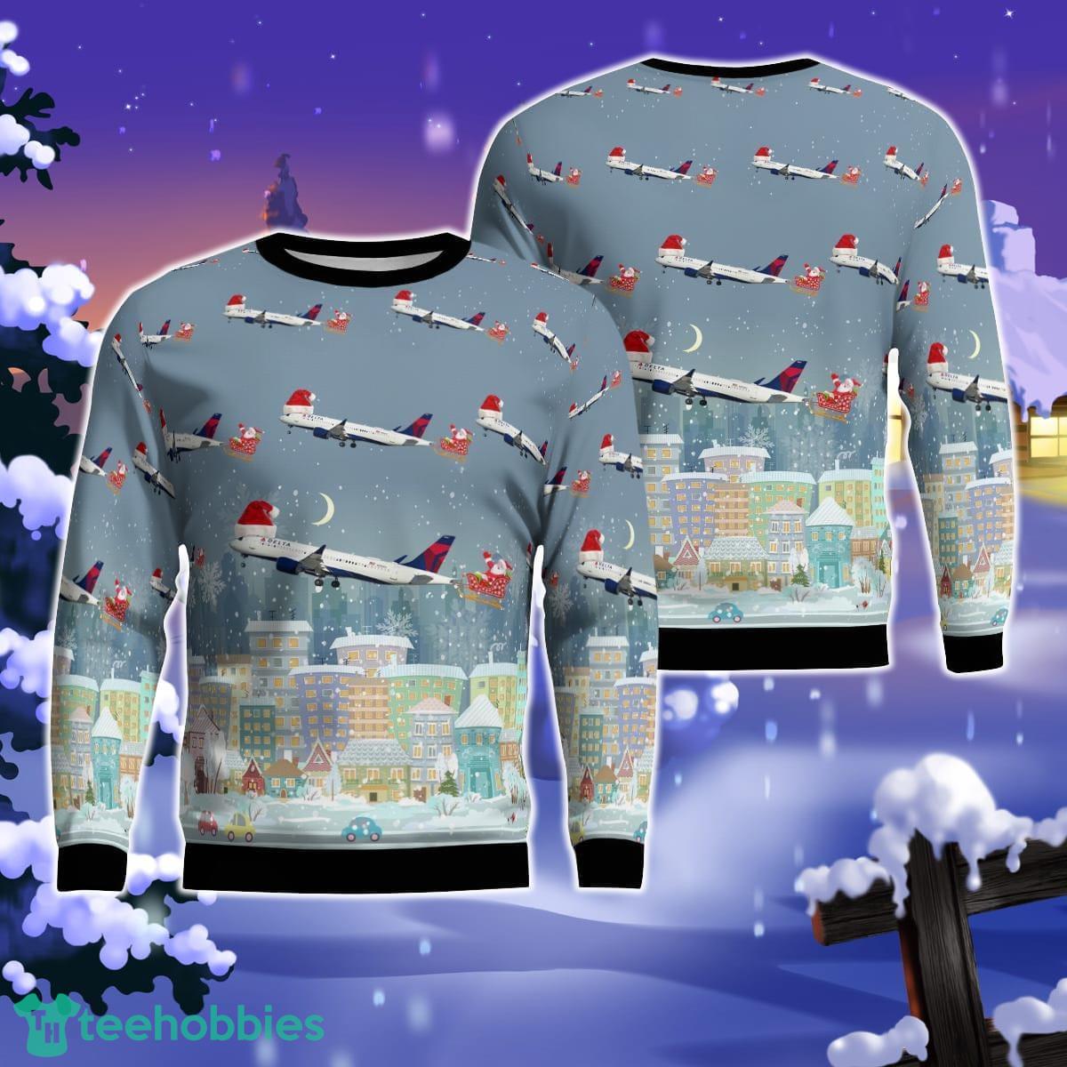 Delta Air Lines Airbus A220-300 Christmas Ugly Sweater Christmas Gift For Men Women Product Photo 1