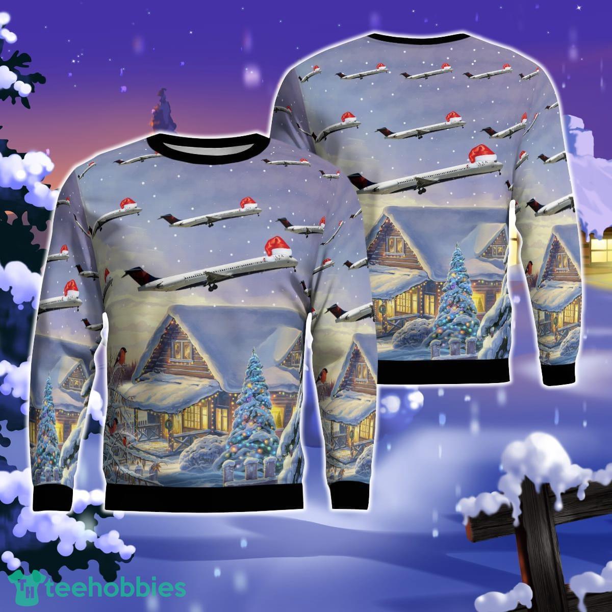 Delta Air Lines McDonnell Douglas MD-88 Christmas Ugly Sweater Gift For Men Women Product Photo 1