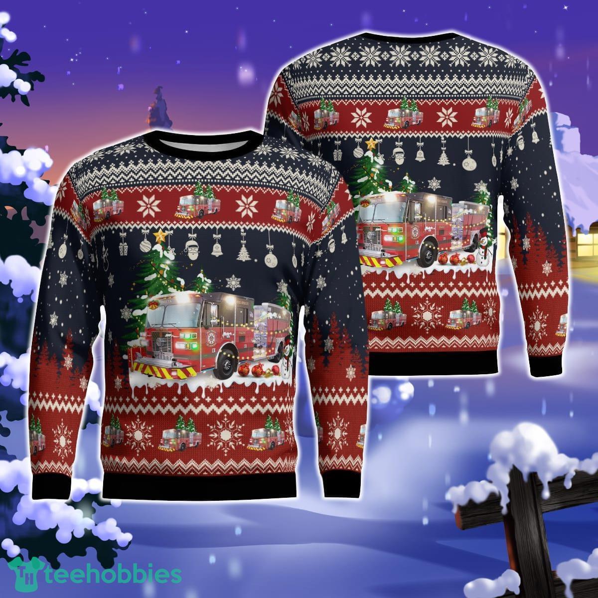 Delta Township Fire Department, Lansing, Michigan Christmas AOP Ugly Sweater Gift For Christmas Product Photo 1