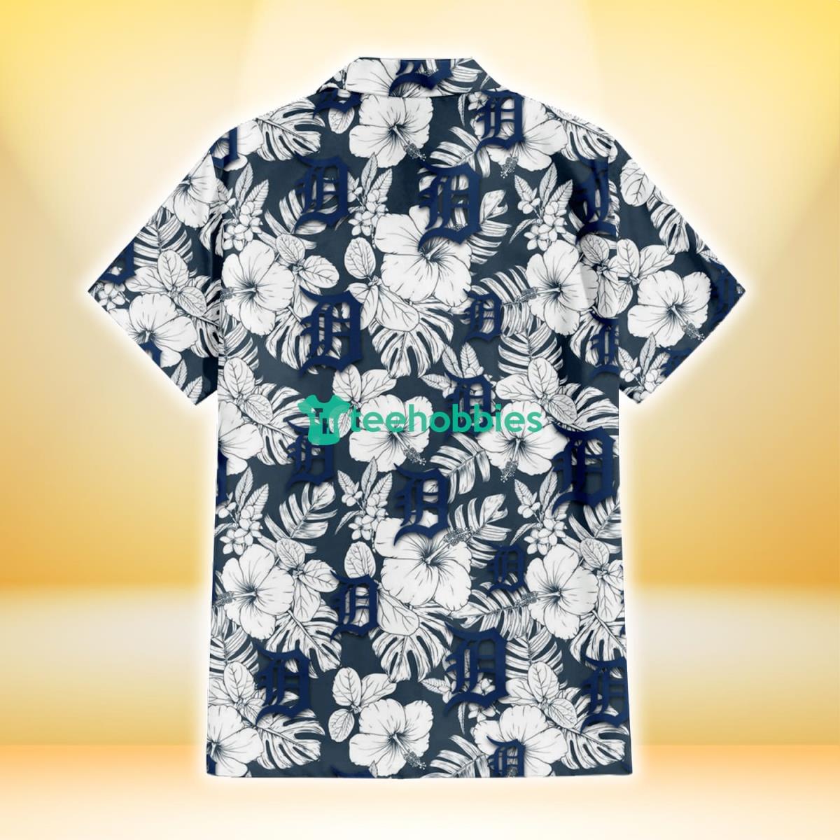 Detroit Tigers Sketch Hibiscus Leaf Dark Gray Background 3D Hawaiian Shirt Gift For Fans Product Photo 3 Detroit Tigers Sketch Hibiscus Leaf Dark Gray Background 3D Hawaiian Shirt Gift For Fans Product Photo 3