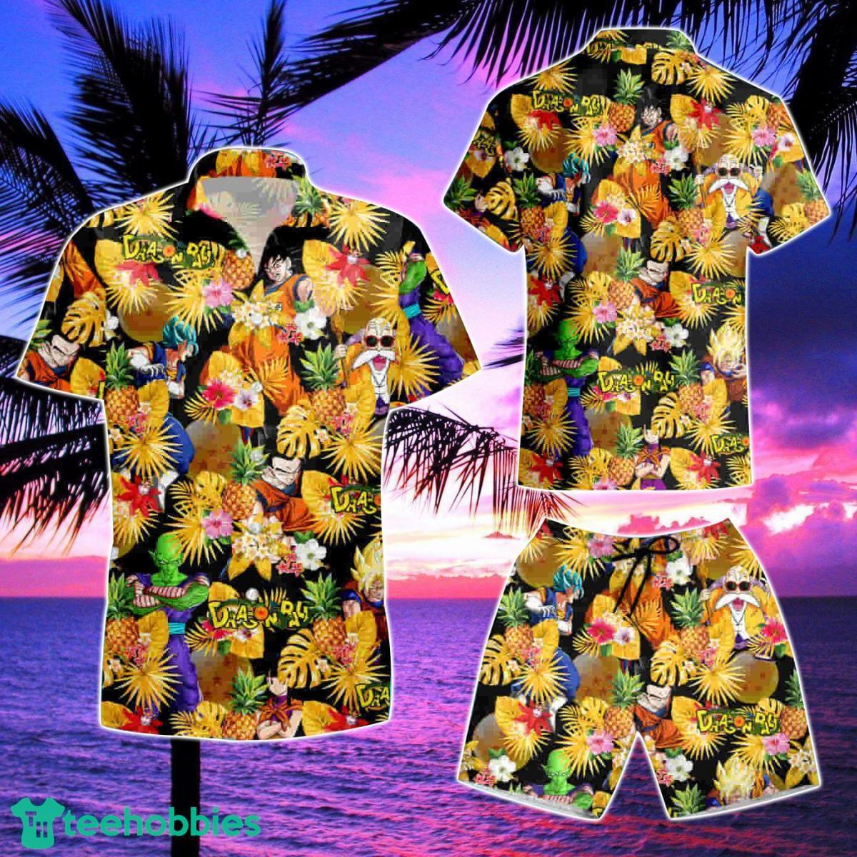 Dragon Ball Pineapple Floral Hawaiian Shirt And Summer Shorts Product Photo 2