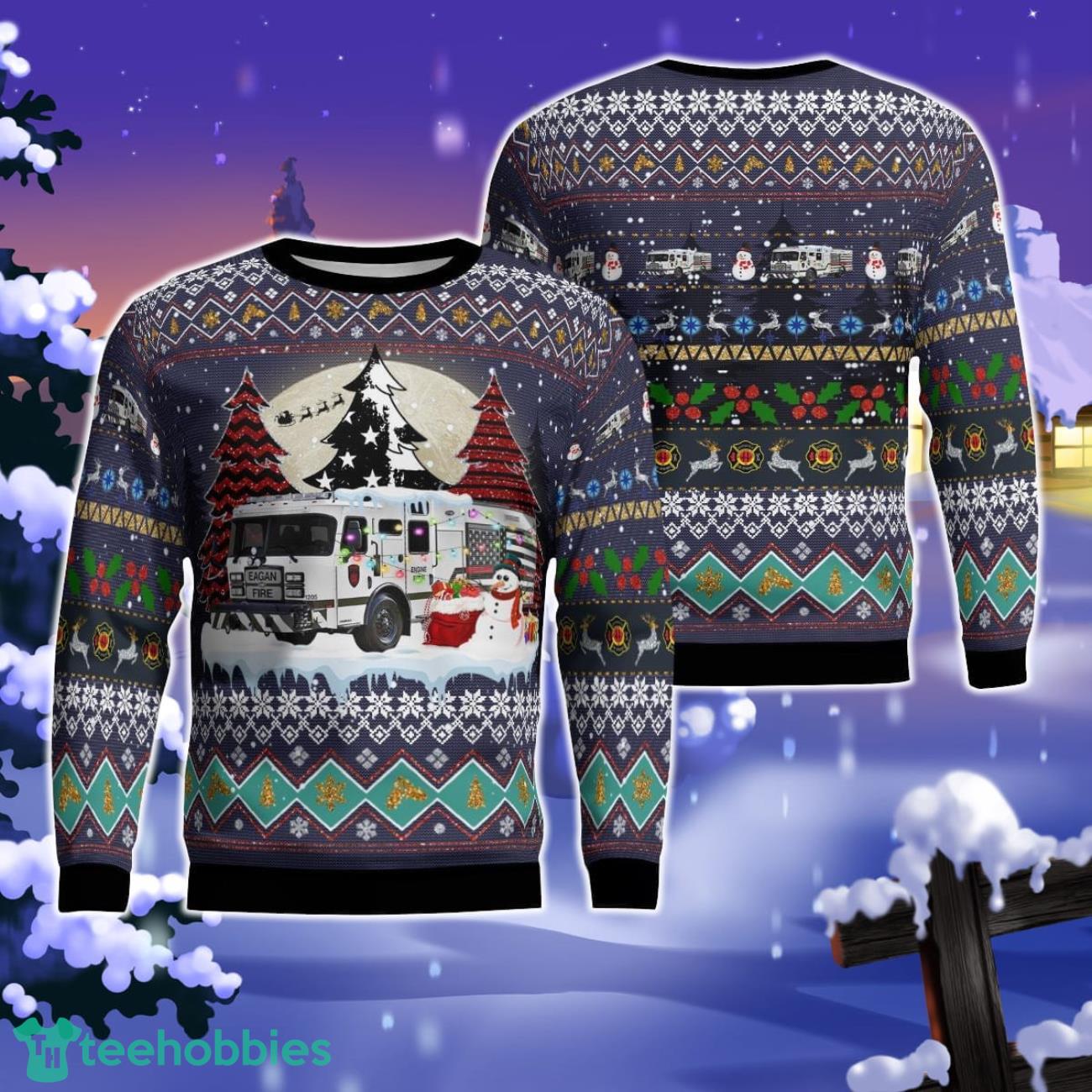 Eagan (MN) Fire Department Christmas AOP Ugly Sweater Gift For Christmas Product Photo 1