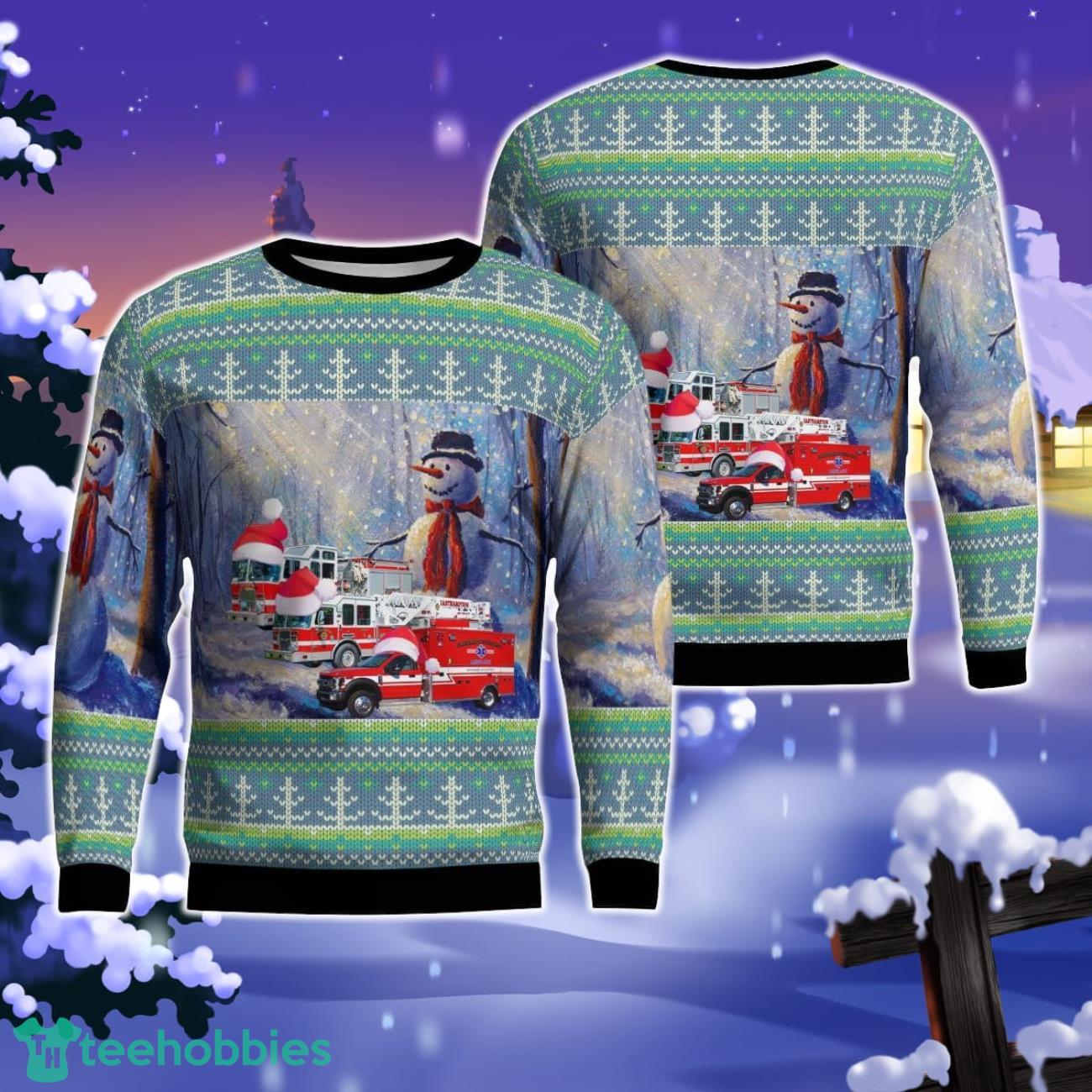 Easthampton, Massachusetts, Easthampton Fire Department AOP Ugly Sweater Gift For Christmas Product Photo 1