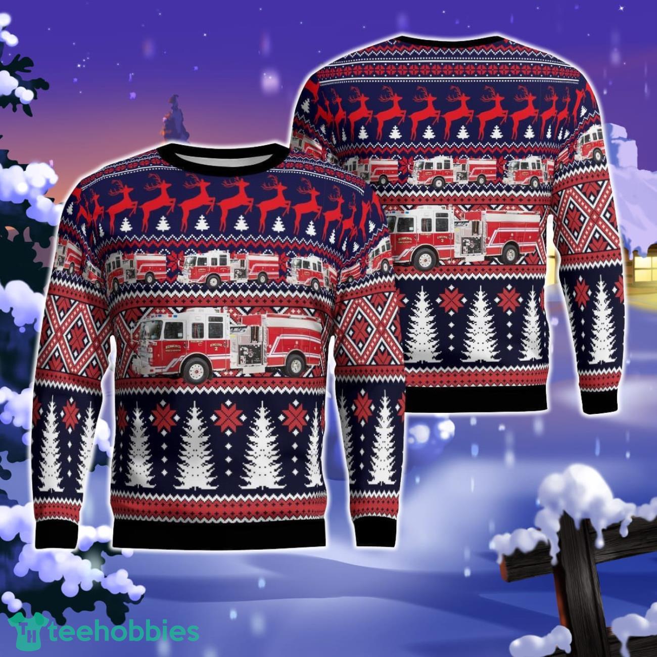 Edmond, Oklahoma, Edmond Fire Department AOP Ugly Sweater Gift For Christmas Product Photo 1
