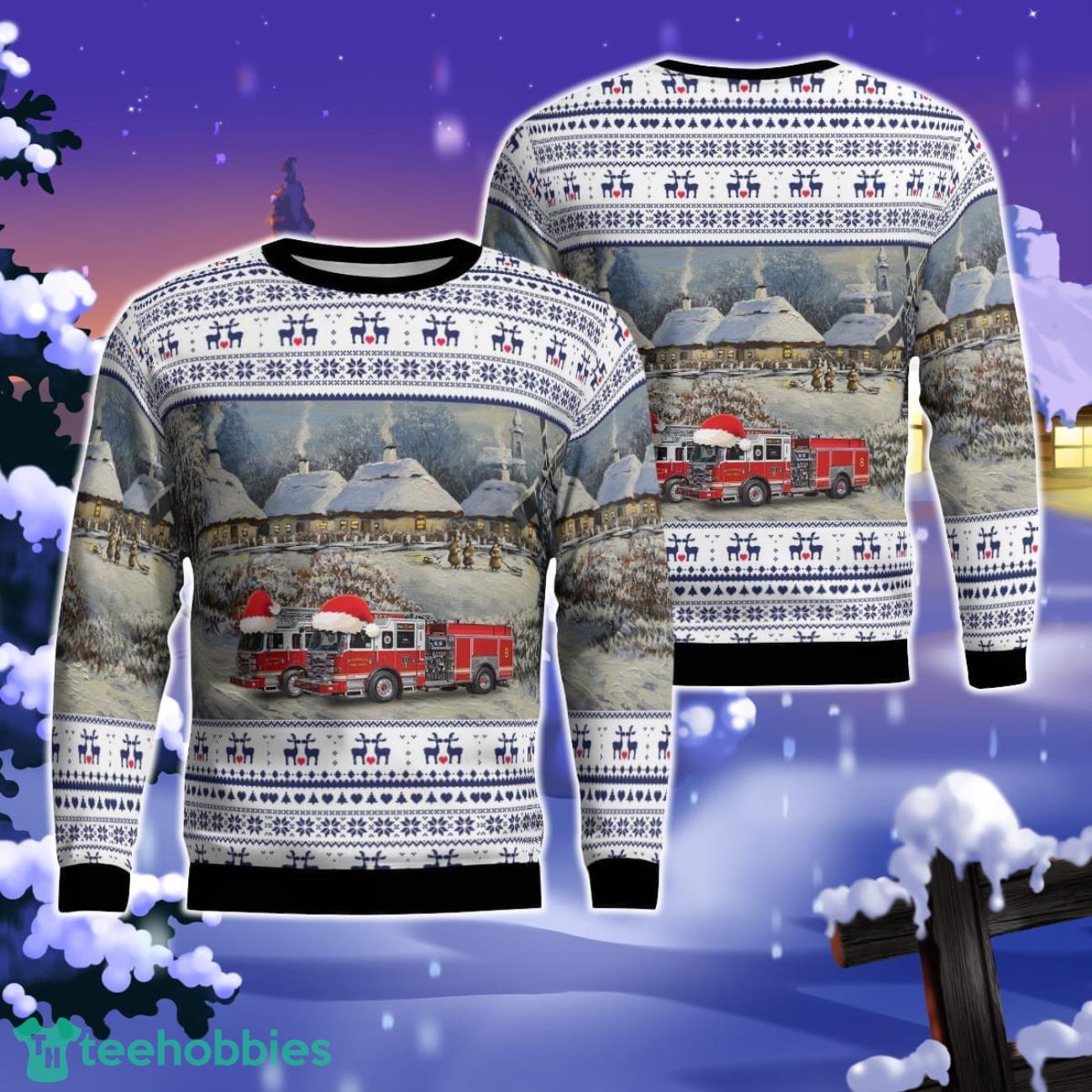 Elizabeth, New Jersey, Elizabeth Fire Department AOP Ugly Sweater Gift For Christmas Product Photo 1