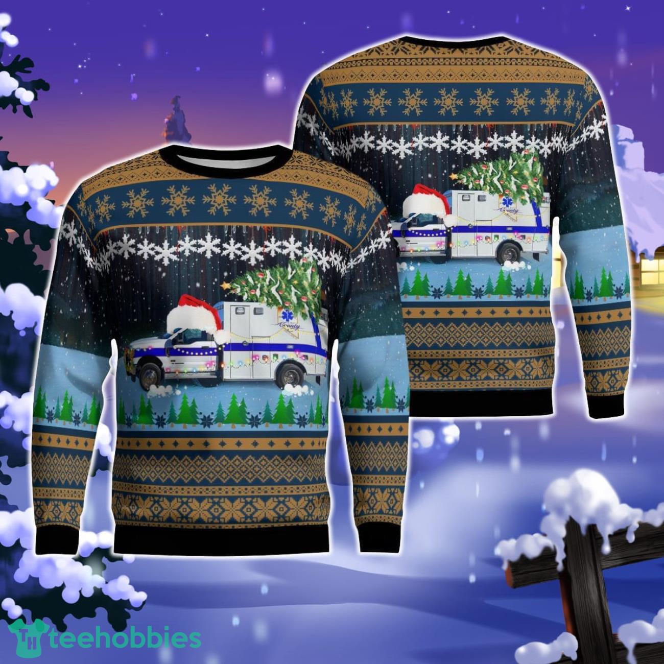 Elko County Ambulance Service, Elko, Nevada Christmas AOP Ugly Sweater Gift For Christmas Product Photo 1