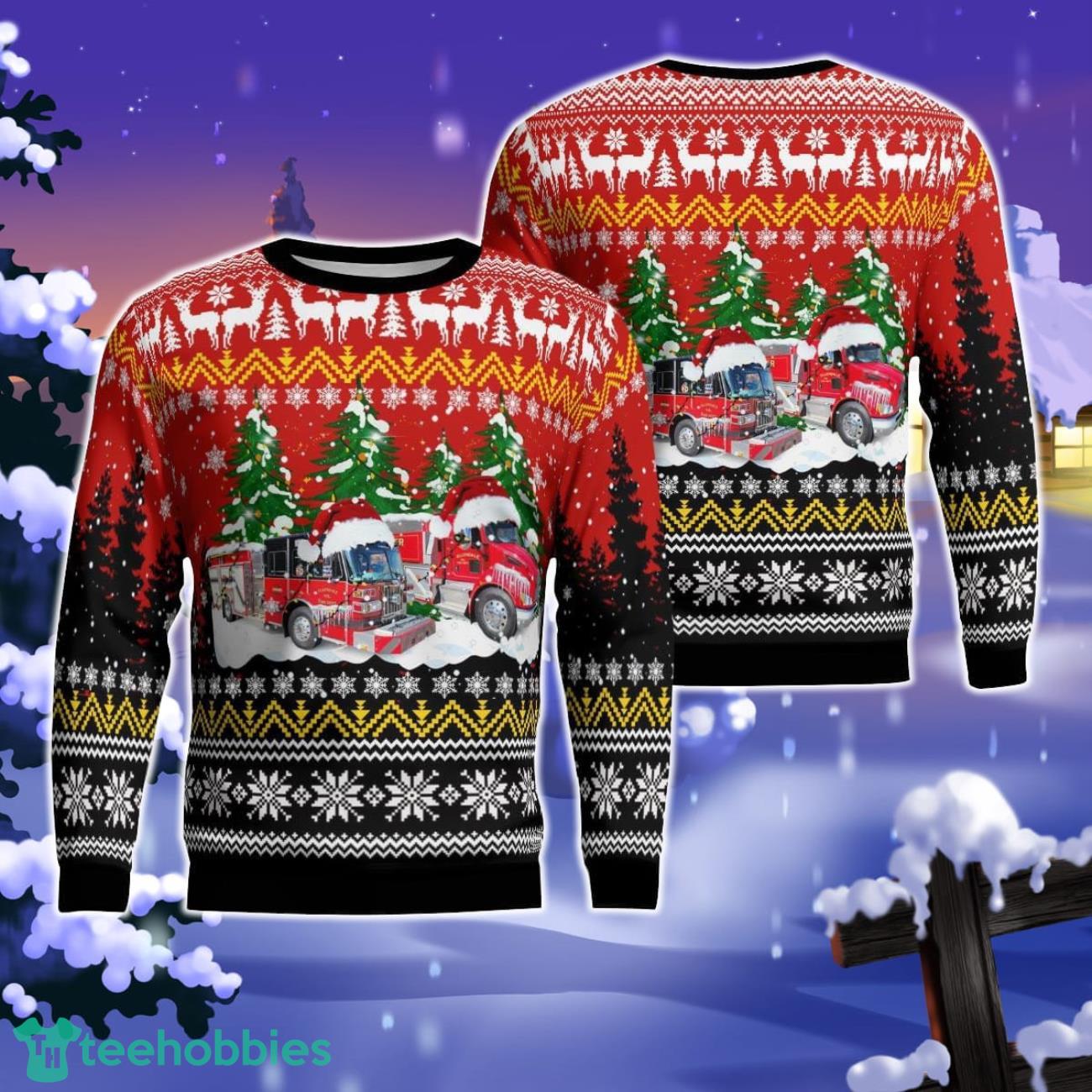 Ellendale Volunteer Fire Department, Ellendale, Delaware Christmas AOP Ugly Sweater Gift For Christmas Product Photo 1
