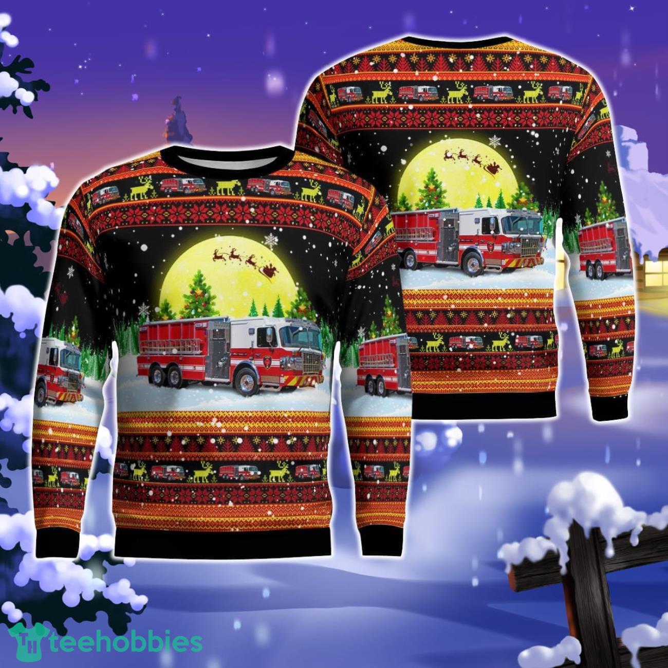 E.M. Holt Fire Department #9, Burlington Christmas AOP Ugly Sweater Gift For Christmas Product Photo 1