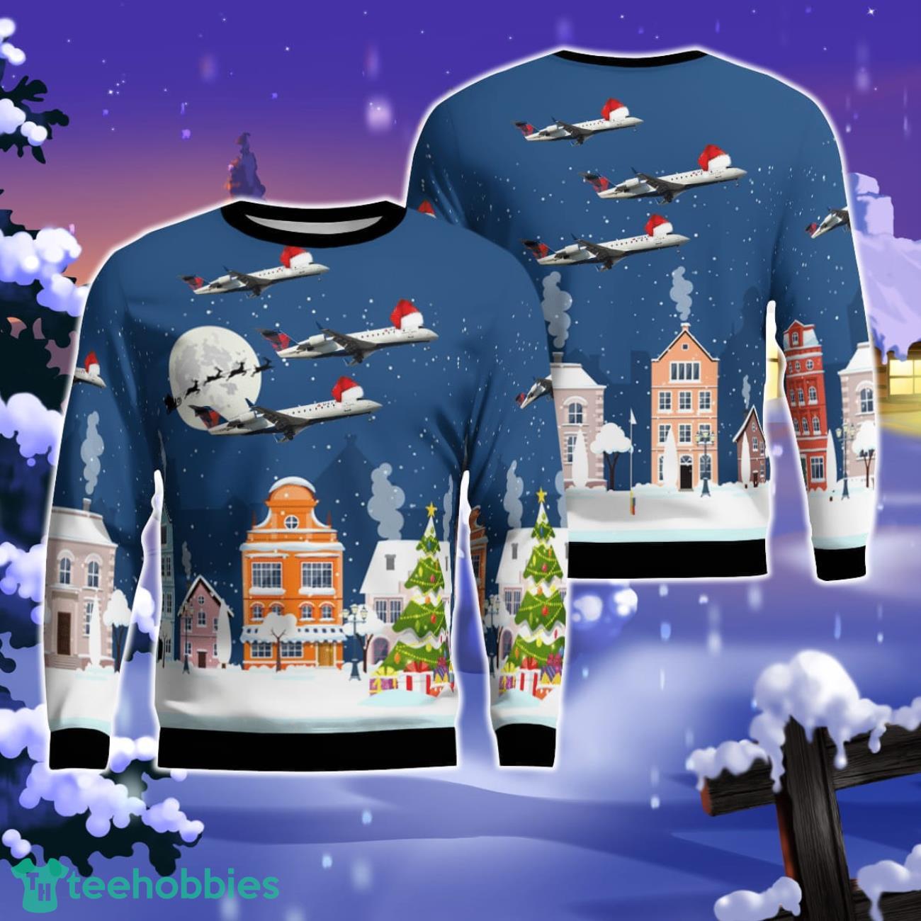 Endeavor Air Bombardier CRJ-200LR Ugly Sweater Christmas Gift For Men Women Product Photo 1
