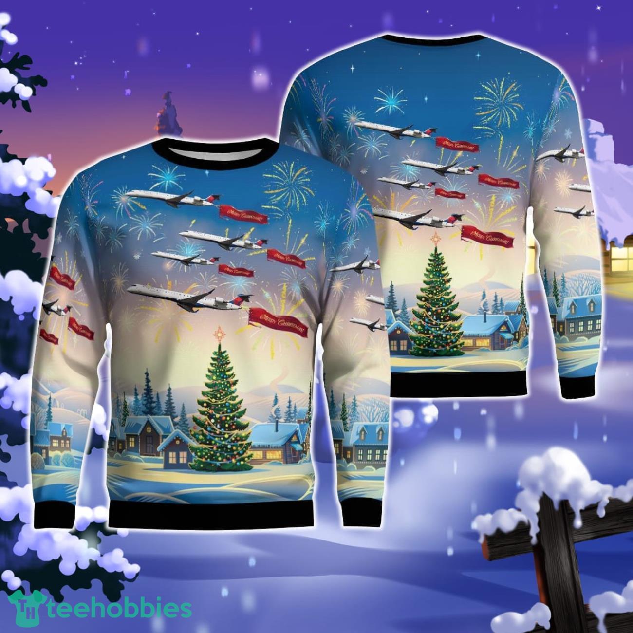 Endeavor Air Bombardier CRJ-900LR AOP Ugly Sweater Gift For Christmas Product Photo 1