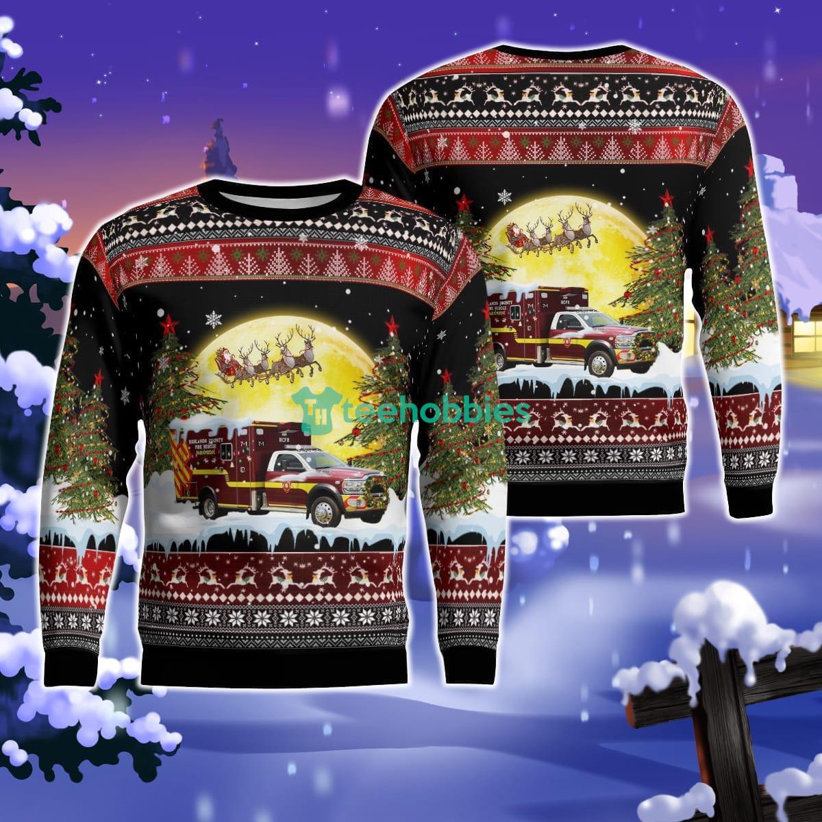 Florida, Highlands County Fire Rescue Christmas Ugly Sweater For Men Women Product Photo 1