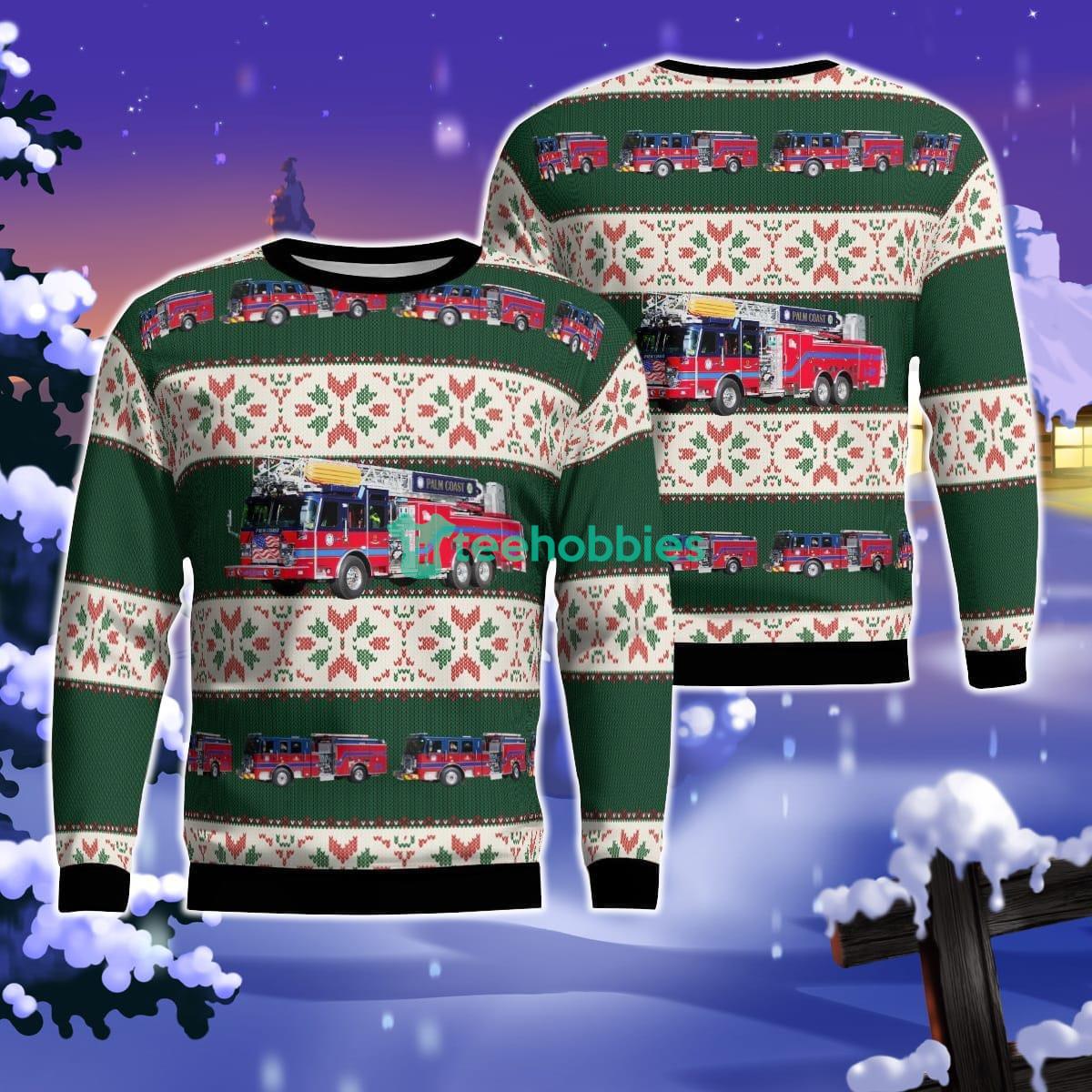 Florida, Palm Coast Fire Department Christmas AOP Ugly Sweater For Men Women Product Photo 1