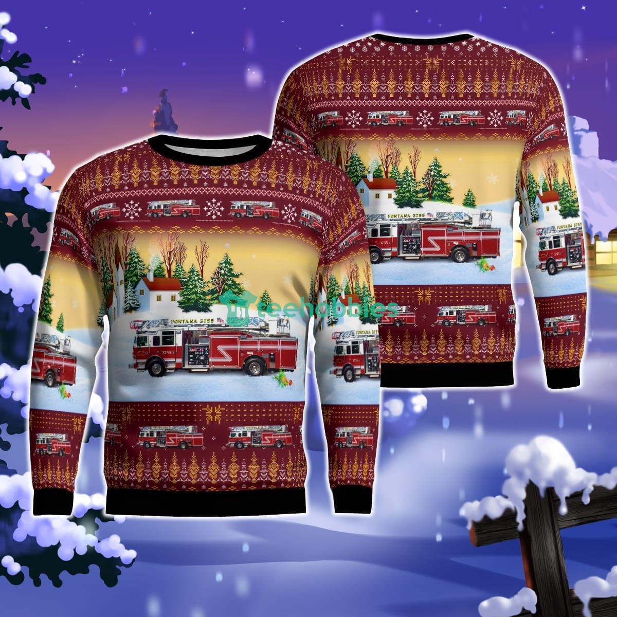 Fontana Fire and Rescue, Fontana, Wisconsin Christmas AOP Ugly Sweater For Men Women Product Photo 1