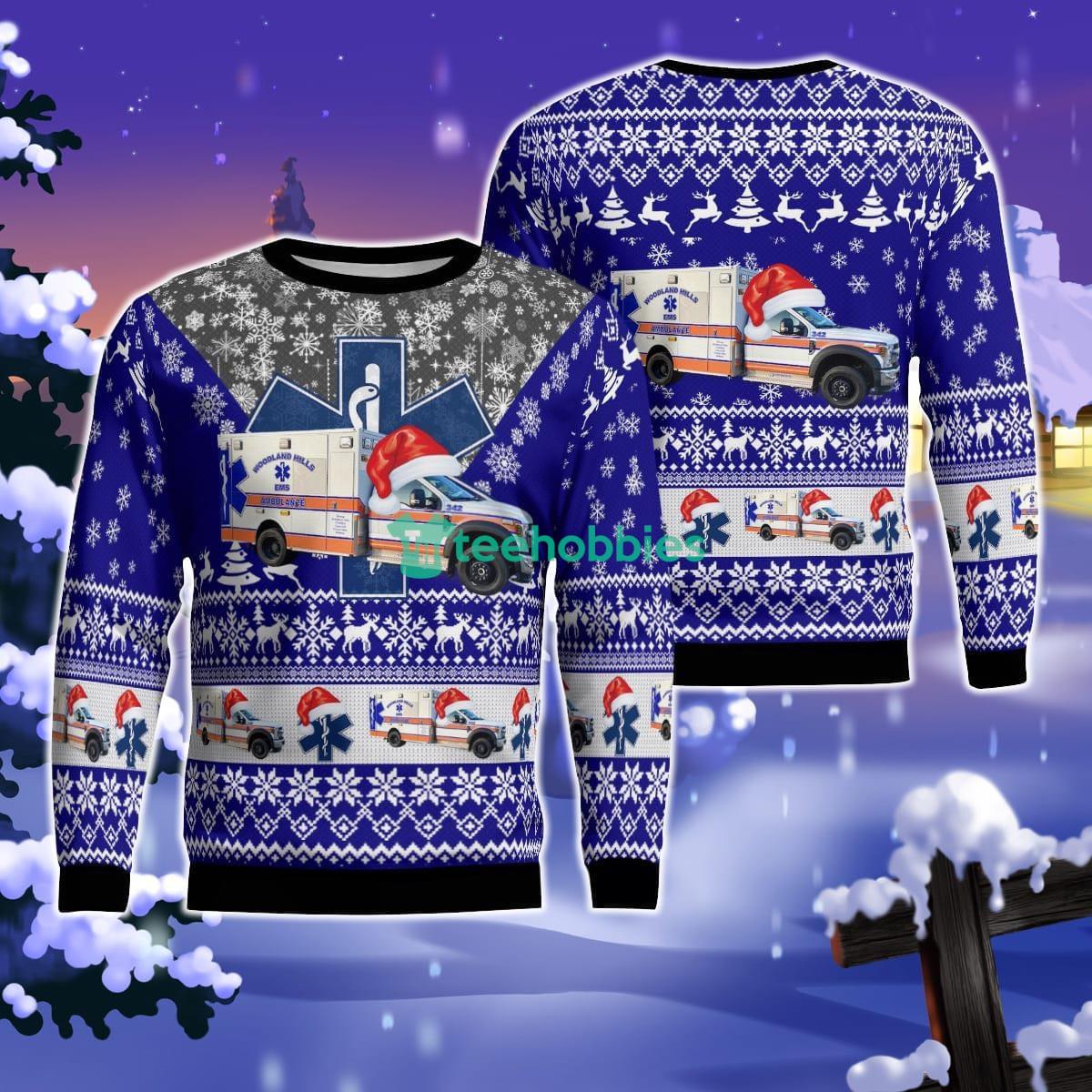 Forest Hills, Pennsylvania, Woodland Hills EMS Christmas AOP Ugly Sweater For Men Women Product Photo 1