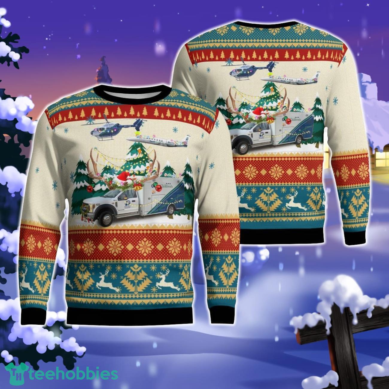 Fort Worth, Texas Cook Children's - Teddy Bear Transport AOP Ugly Sweater Gift For Christmas Product Photo 1
