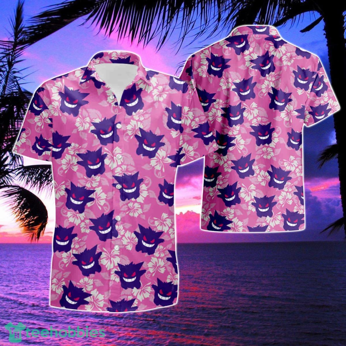 Gengar Shirt Men Fashion Hawaiian Shirt Summer Oversized Short