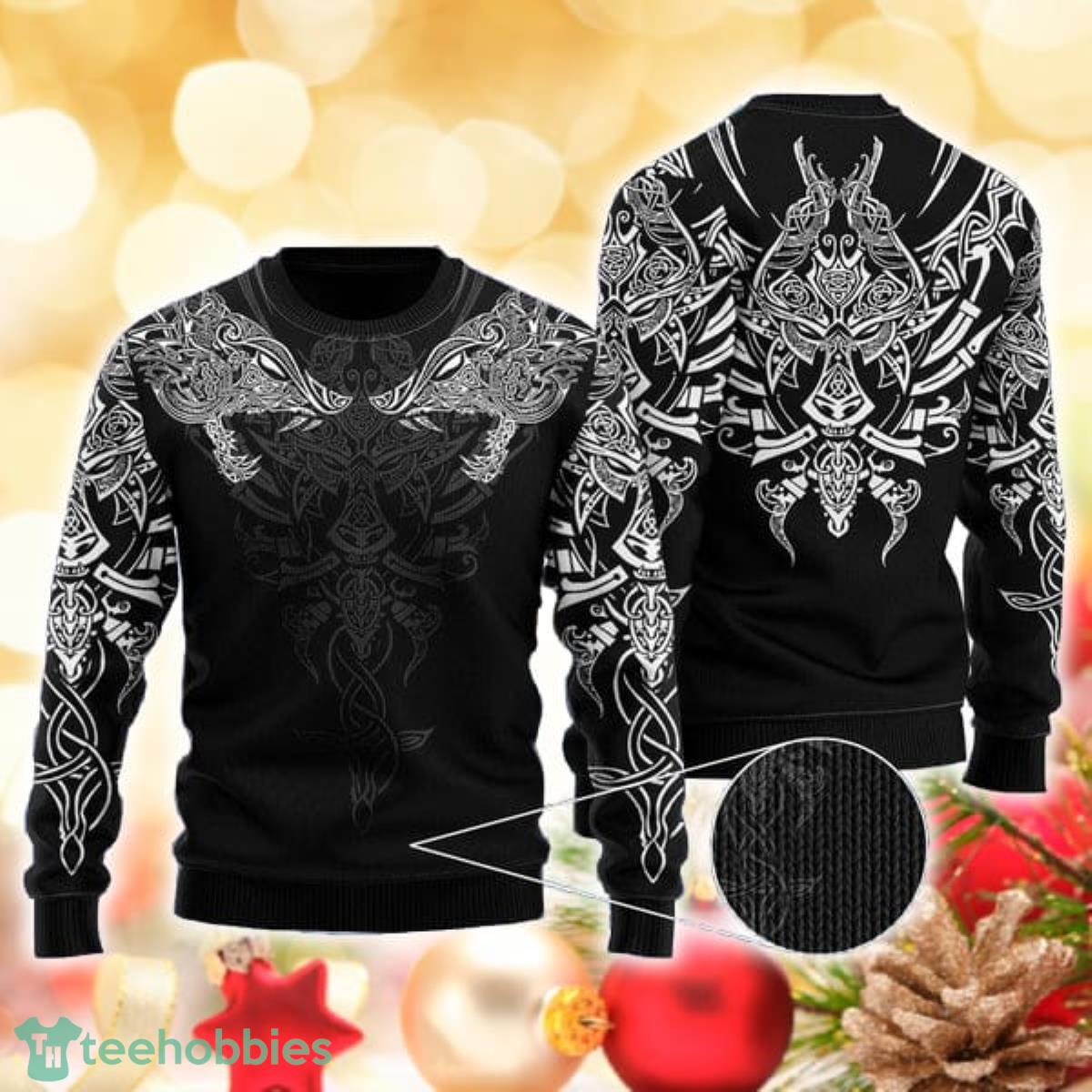 Geri and Freki Wolves Viking 3D Sweater Ugly Christmas Sweater For Men Women Product Photo 1