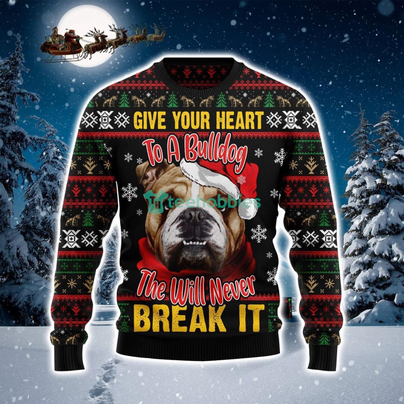 Give Your Heart Bulldog Ugly Christmas Sweater Product Photo 1