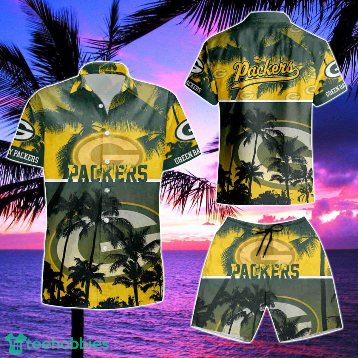 Green Bay Packers Hort Tyle Patterns Hawaiian Shirt & Short Product Photo 2
