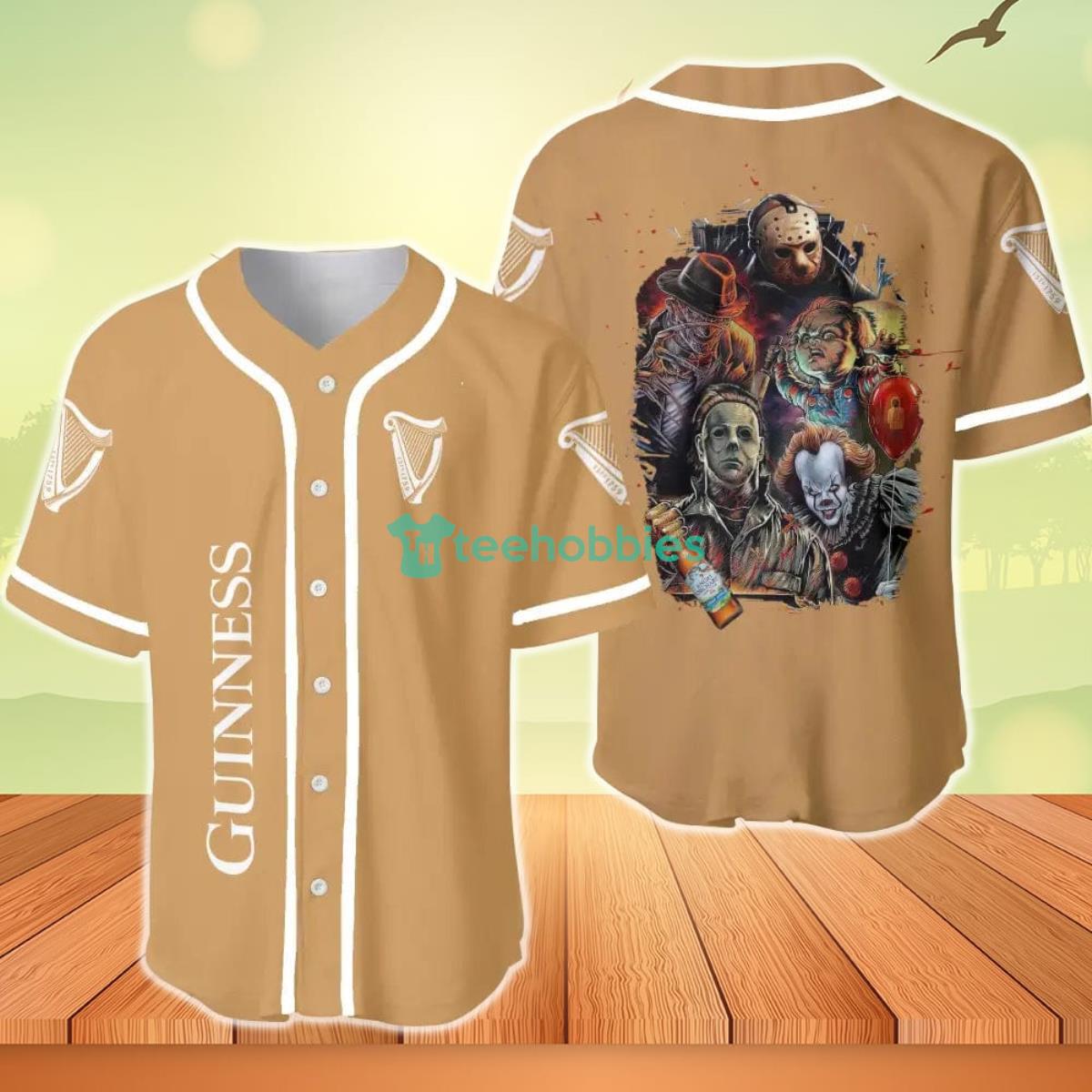 Guinness Halloween Horror Character Baseball Jersey Product Photo 1