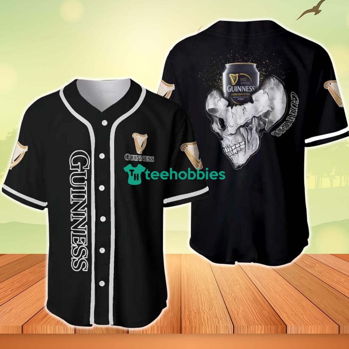 Guinness Skull Halloween Baseball Jersey Product Photo 1