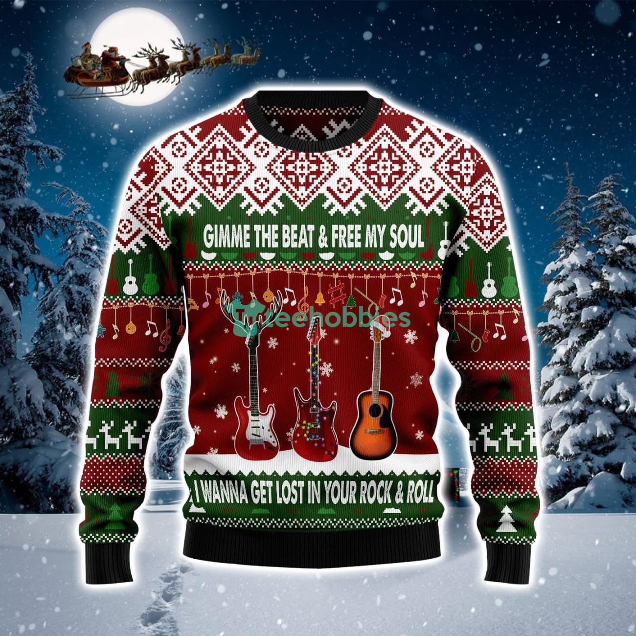 Guitar Gimme The Beat Ugly Christmas Sweater Product Photo 1