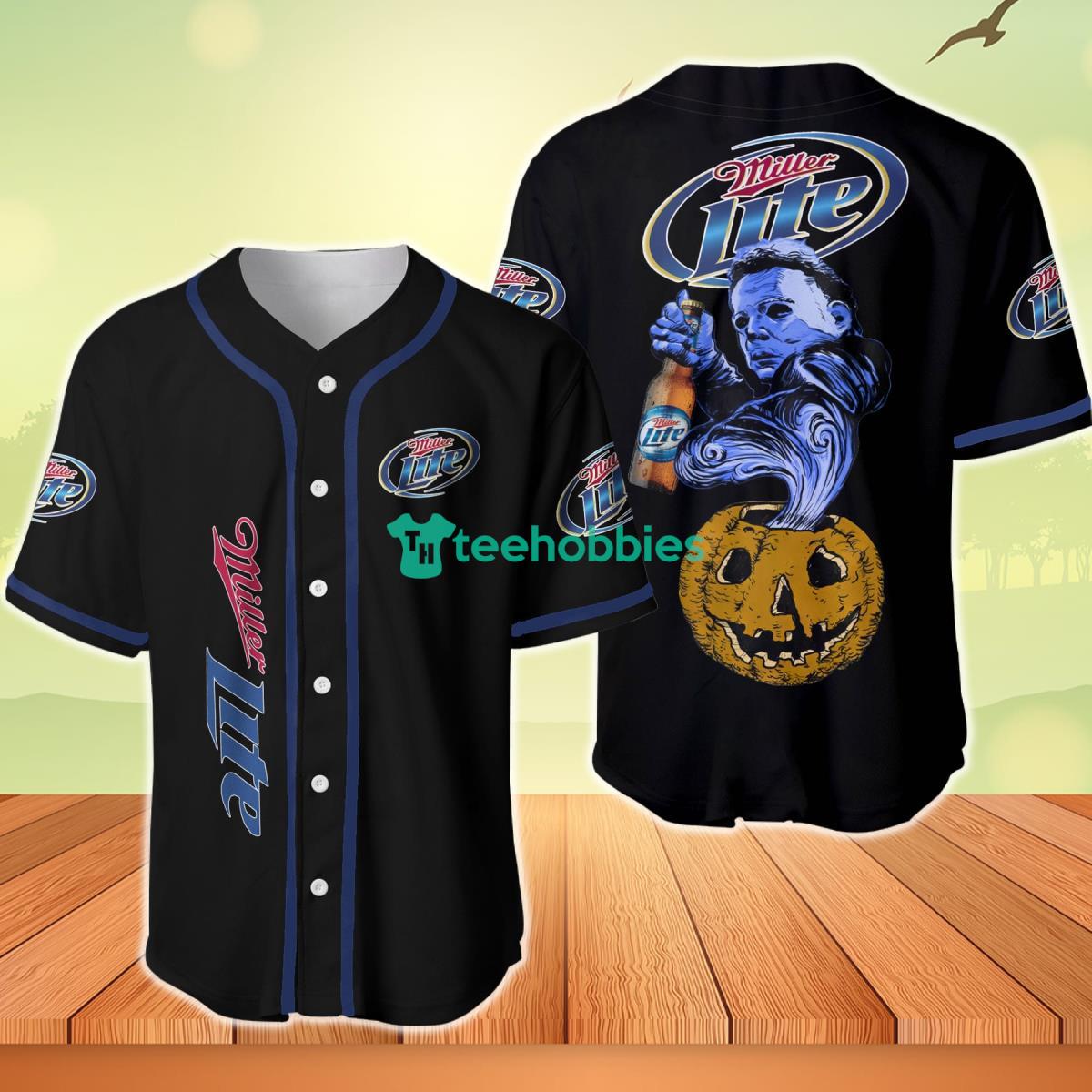 Halloween Costume Horror Miller Lite Michael Myers Baseball Jersey Product Photo 1