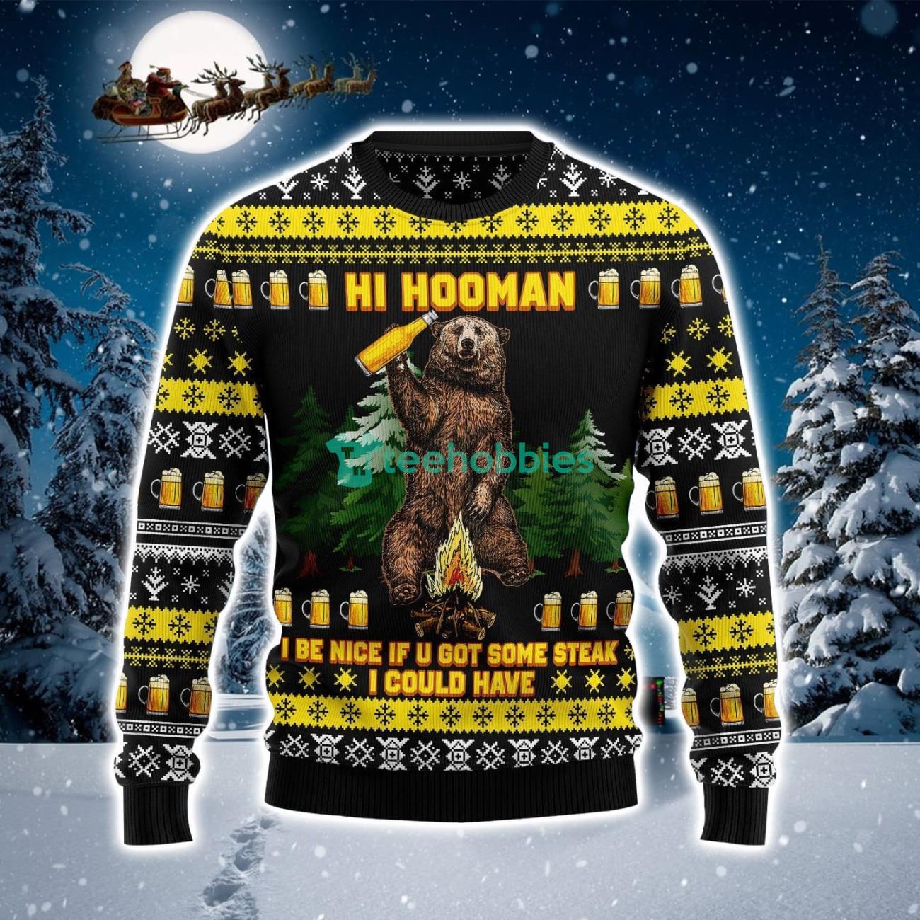 Hi Hooman Beer And Steak Ugly Christmas Sweater Product Photo 1
