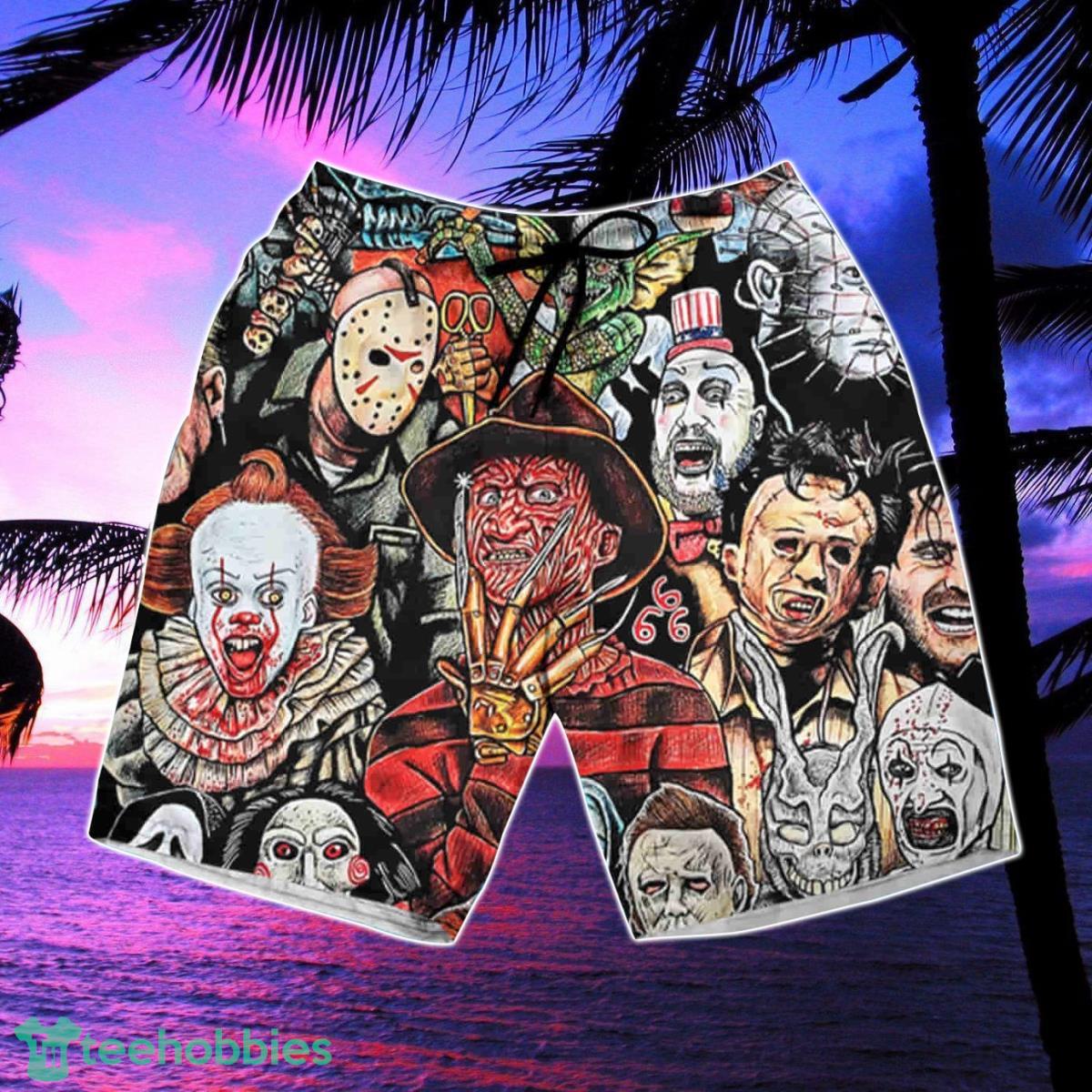 Horror Movie Characters Halloween Hawaiian Shirt & Short Product Photo 3 Horror Movie Characters Halloween Hawaiian Shirt & Short Product Photo 3