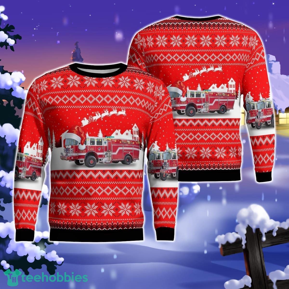 Ishpeming, Michigan, Ishpeming Township Fire Department AOP Ugly Sweater Gift For Christmas Product Photo 1 Ishpeming, Michigan, Ishpeming Township Fire Department AOP Ugly Sweater Gift For Christmas Product Photo 1