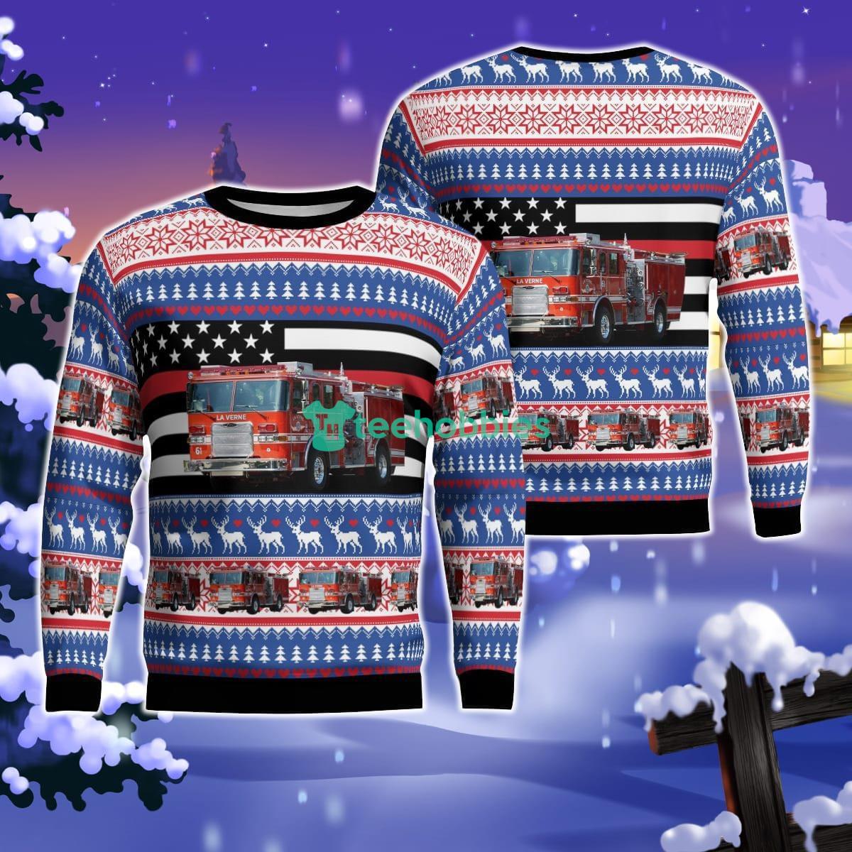 La Verne, California, La Verne Fire Department Christmas AOP Ugly Sweater For Men Women Product Photo 1 La Verne, California, La Verne Fire Department Christmas AOP Ugly Sweater For Men Women Product Photo 1
