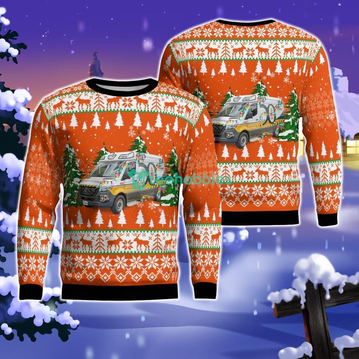 Lafayette, Louisiana, Acadian Ambulance Christmas AOP Ugly Sweater For Men Women Product Photo 1 Lafayette, Louisiana, Acadian Ambulance Christmas AOP Ugly Sweater For Men Women Product Photo 1