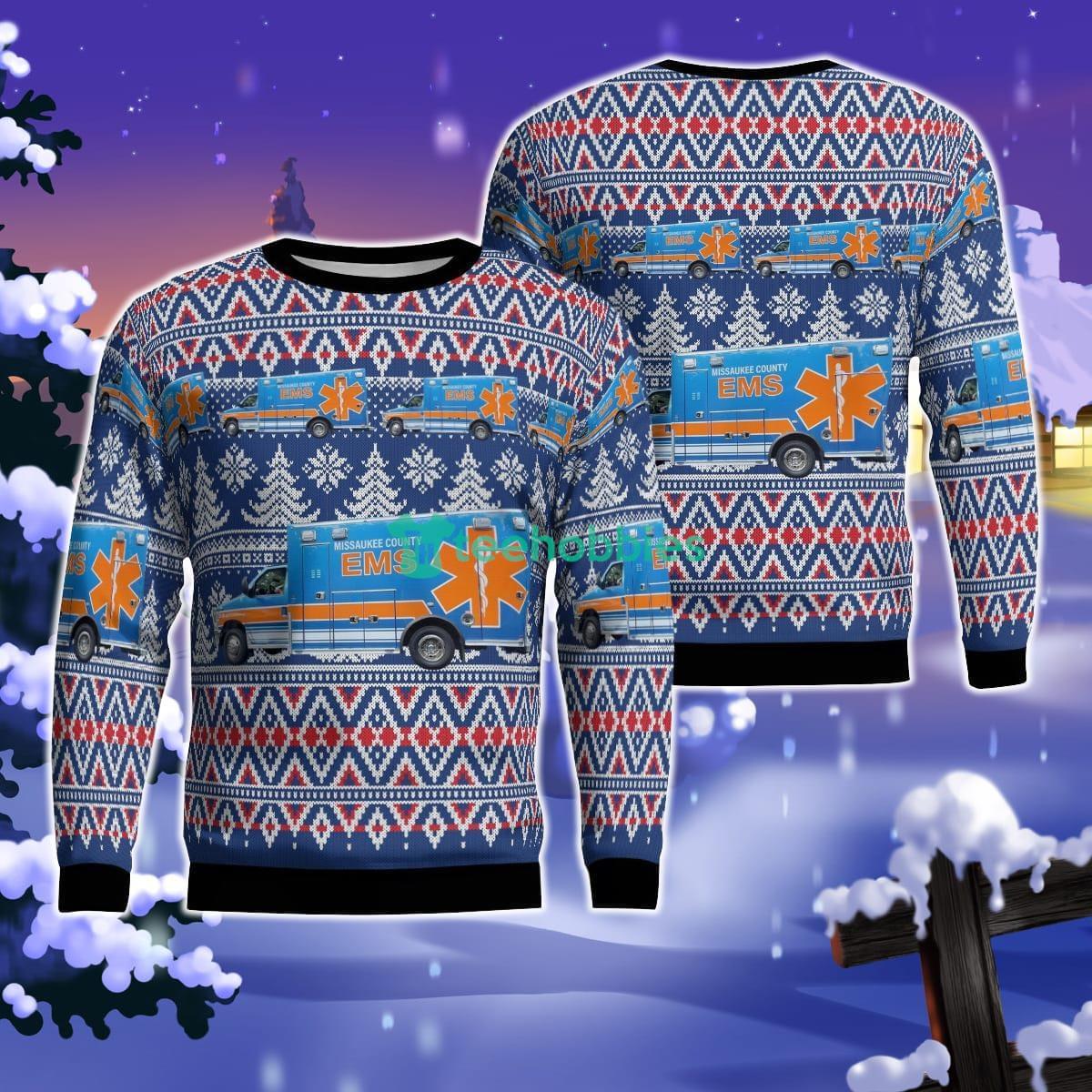 Lake City, Michigan, Missaukee County EMS Christmas AOP Ugly Sweater For Men Women Product Photo 1 Lake City, Michigan, Missaukee County EMS Christmas AOP Ugly Sweater For Men Women Product Photo 1