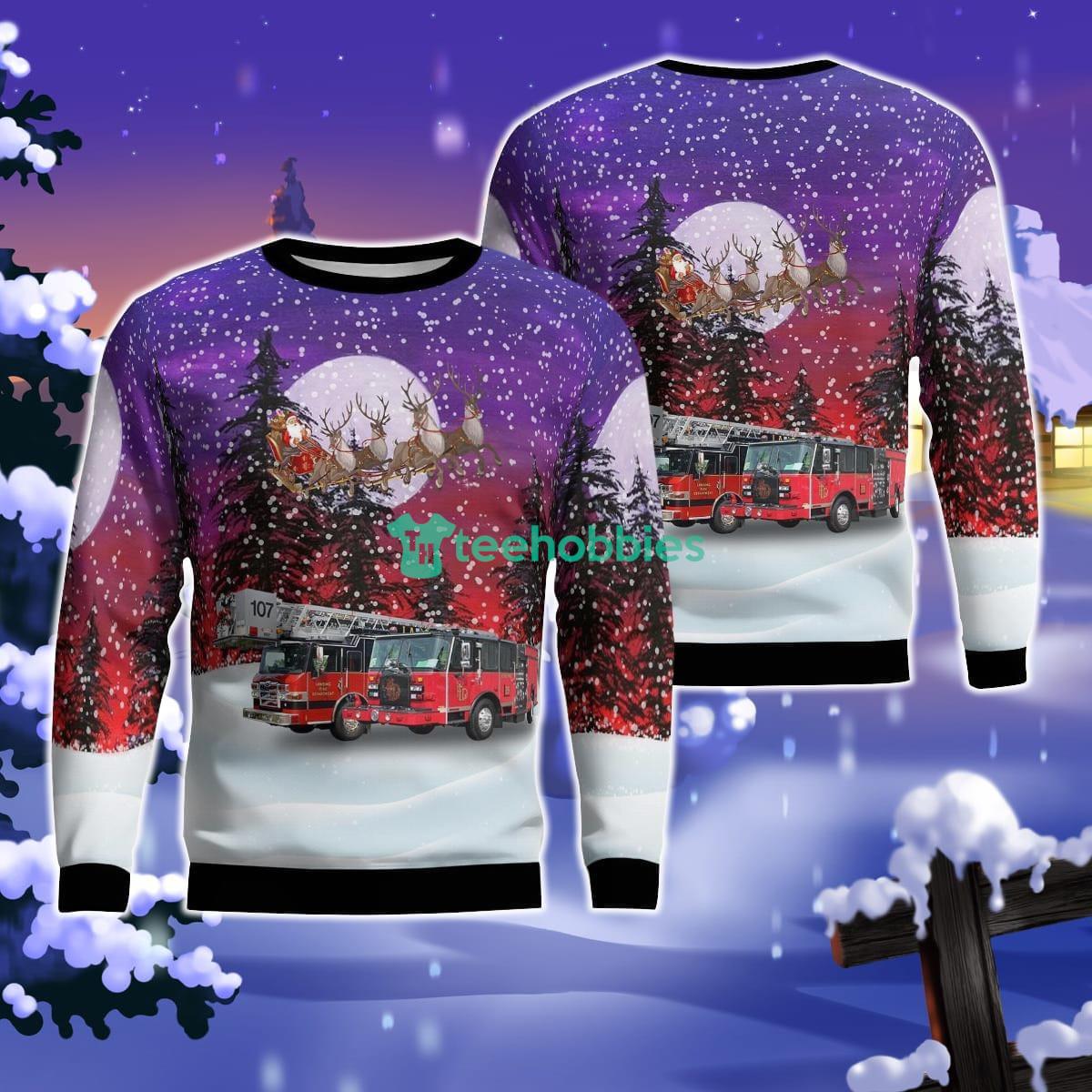 Lansing, Illinois, Village of Lansing Fire Department Christmas AOP Ugly Sweater For Men Women Product Photo 1 Lansing, Illinois, Village of Lansing Fire Department Christmas AOP Ugly Sweater For Men Women Product Photo 1
