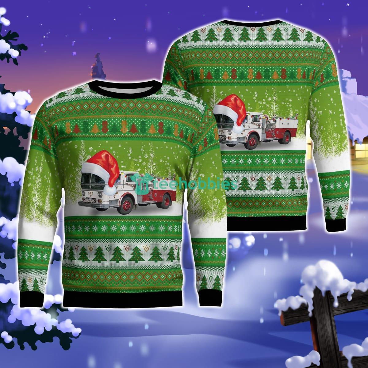 Lansing, Michigan, Lansing Fire Department Engine 7 1972 Ward LaFrance Christmas AOP Ugly Sweater For Men Women Product Photo 1 Lansing, Michigan, Lansing Fire Department Engine 7 1972 Ward LaFrance Christmas AOP Ugly Sweater For Men Women Product Photo 1