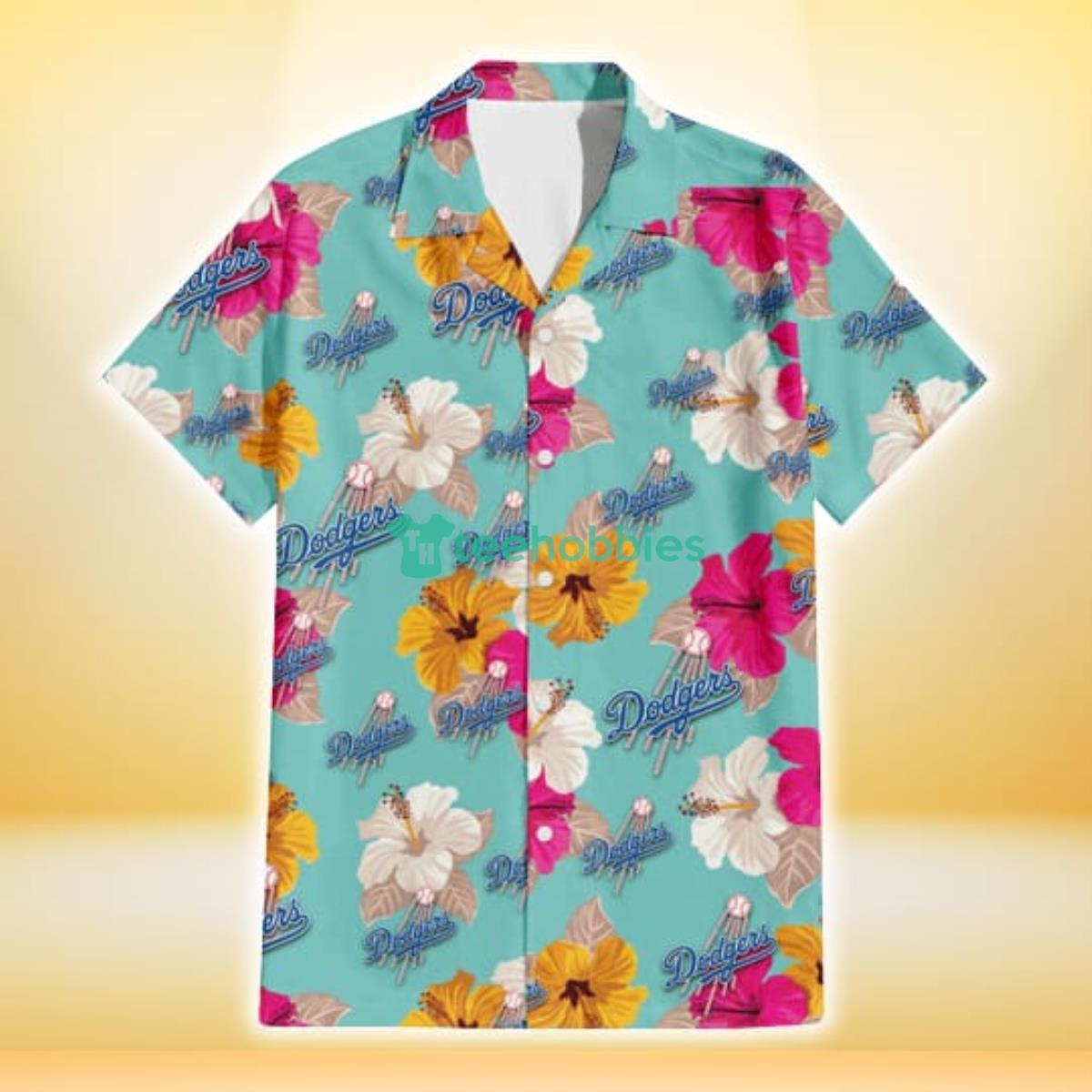 Los Angeles Dodgers Pink Hibiscus White Orchid White Background 3D Hawaiian  Shirt Gift For Fans Gift For Fans