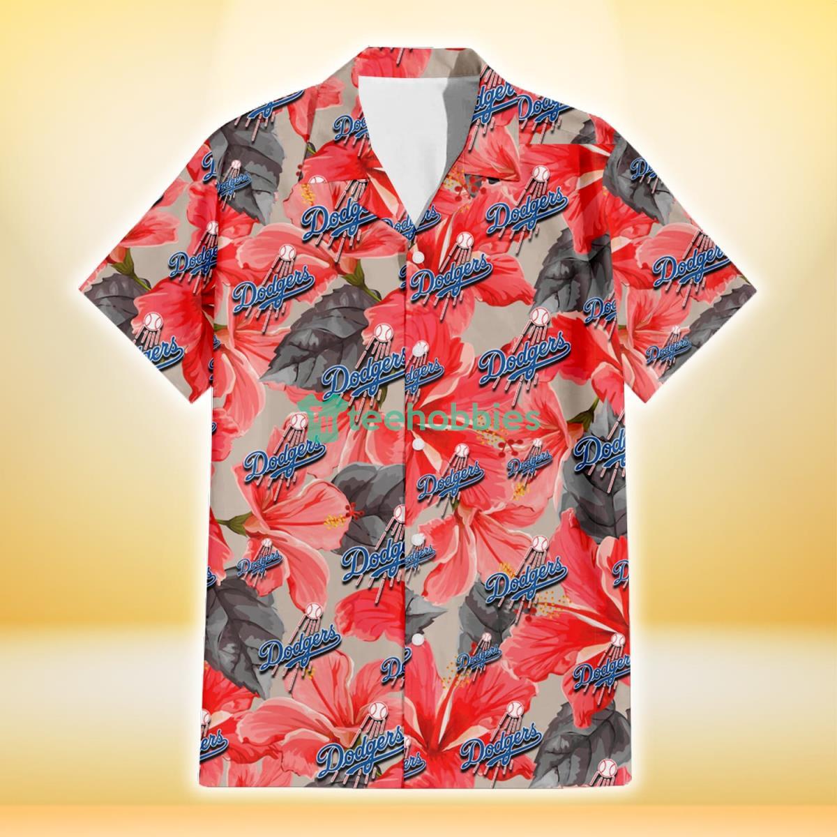 Los Angeles Dodgers Red Hibiscus Green Leaf Tropical Hawaiian Shirt For  Sport Fans - Freedomdesign