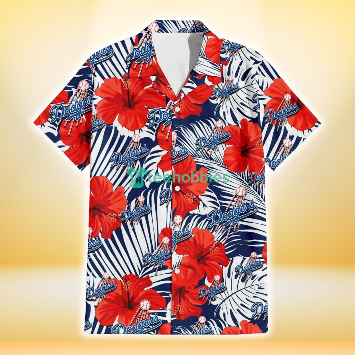 Custom Dodgers Hawaiian Shirt Hibiscus Flower Los Angeles Dodgers