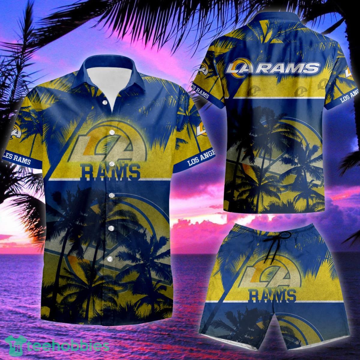 Los Angeles Rams Hawaiian Shirts Button-Down Shirts 3D Casual Beach Short  Sleeve